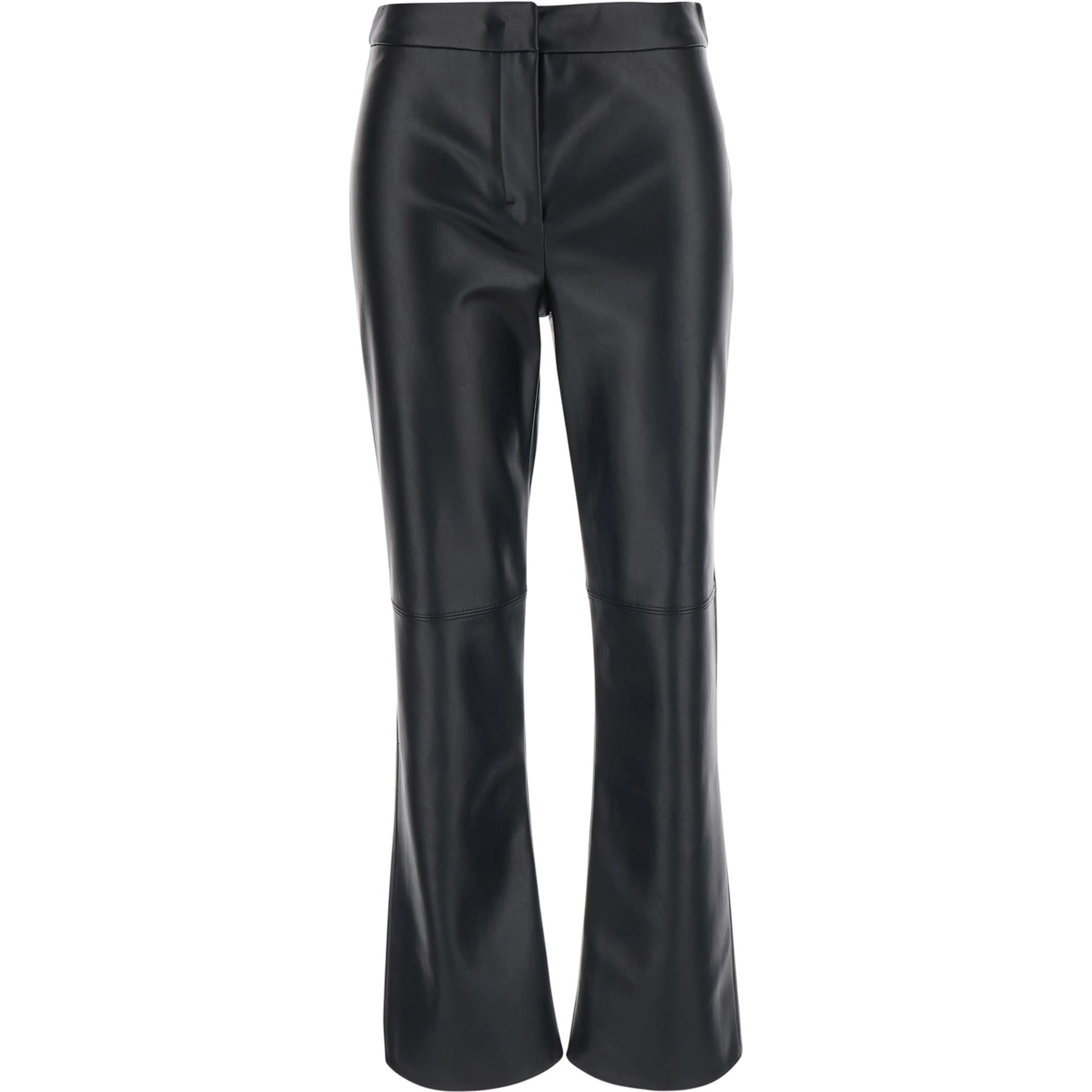 Sublime Black pants with Flared Leg and Hidden Closure on the Front in Ecoleather for Women