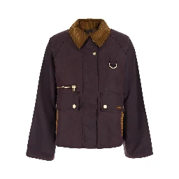 Cottingham Bordeaux Jacket with collar and logo lettering on the front in cotton for women
