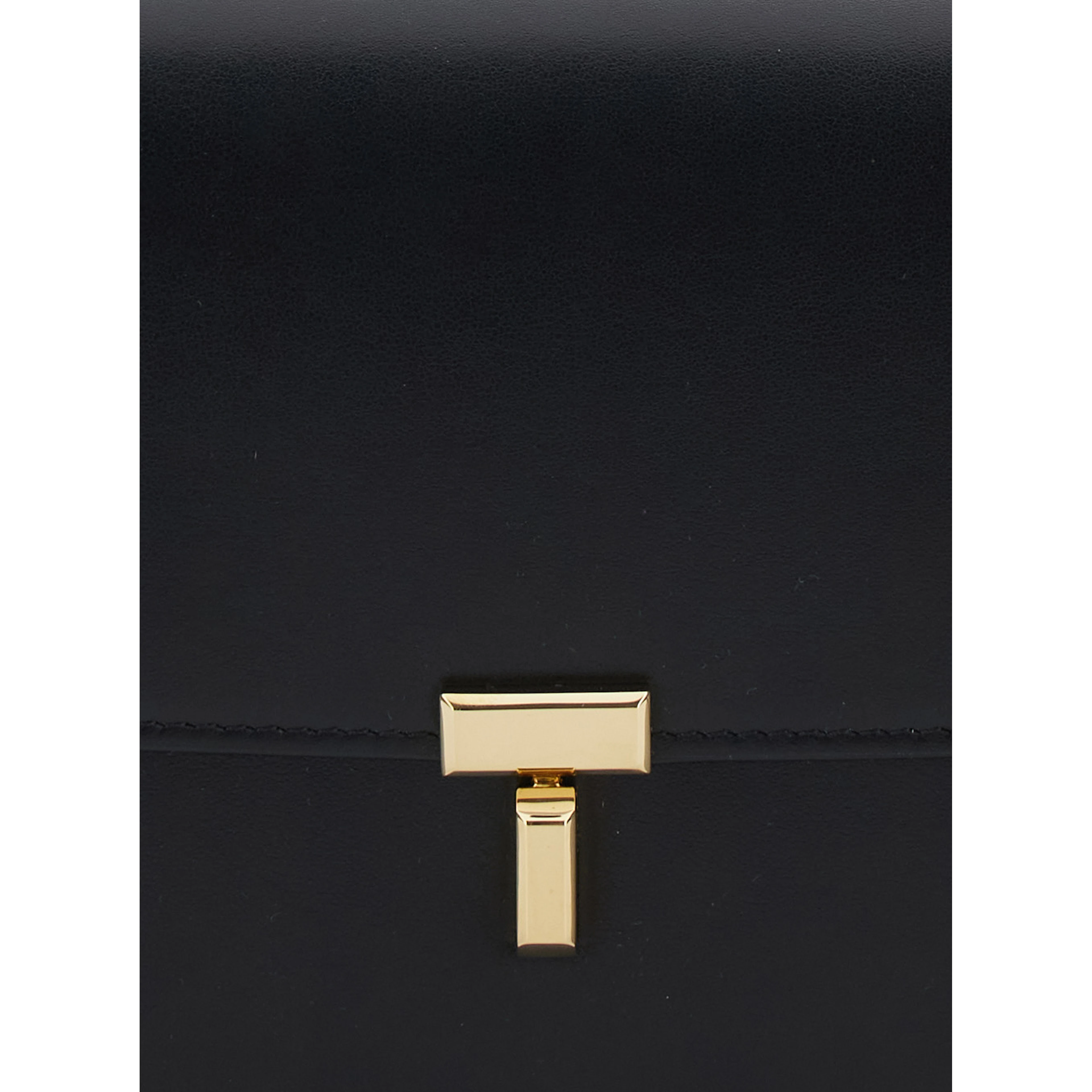 black Crossbody bag with T-lock closure in leather for women
