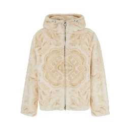 FAUX FUR HOODIE with hood and pockets In 30% Wool 35% Polyester 20% Fabric 15% Acetate Beige Man