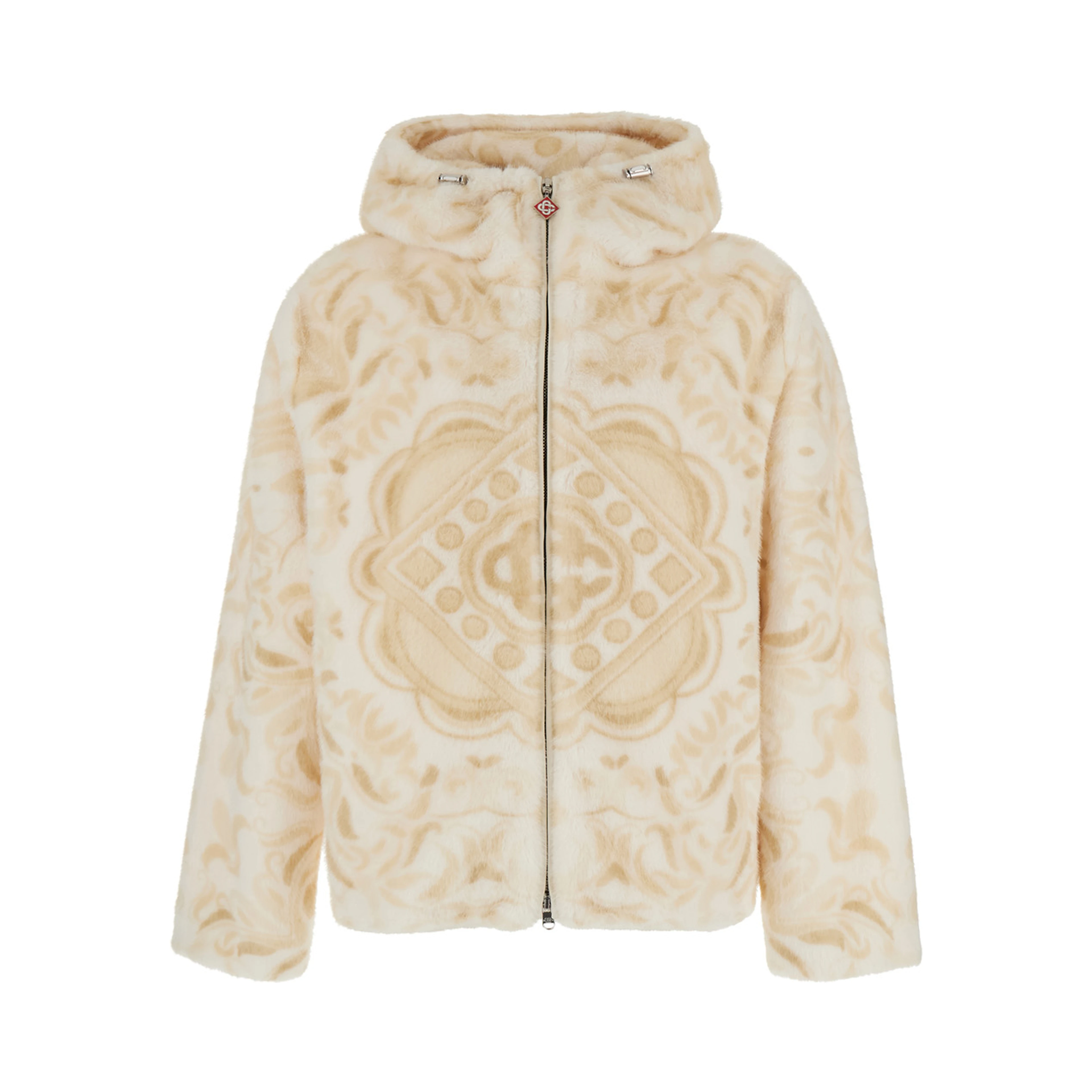 FAUX FUR HOODIE with hood and pockets In 30% Wool 35% Polyester 20% Fabric 15% Acetate Beige Man