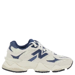 9060 Blue Low Top Sneakers with Logo Patch on the Side and Perforated Design in Leather and Fabric Unisex
