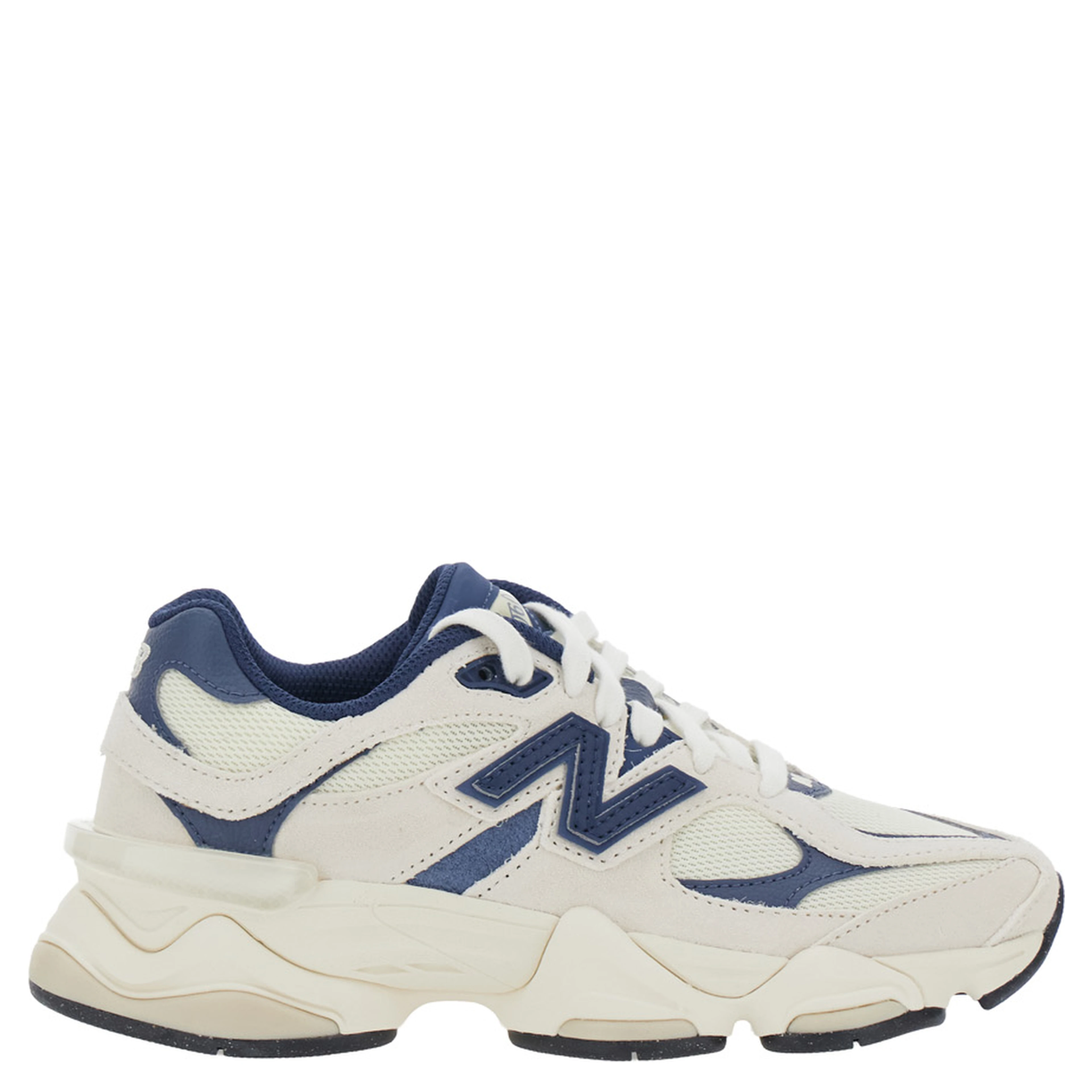 9060 Blue Low Top Sneakers with Logo Patch on the Side and Perforated Design in Leather and Fabric Unisex