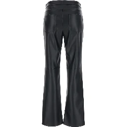 Sublime Black pants with Flared Leg and Hidden Closure on the Front in Ecoleather for Women