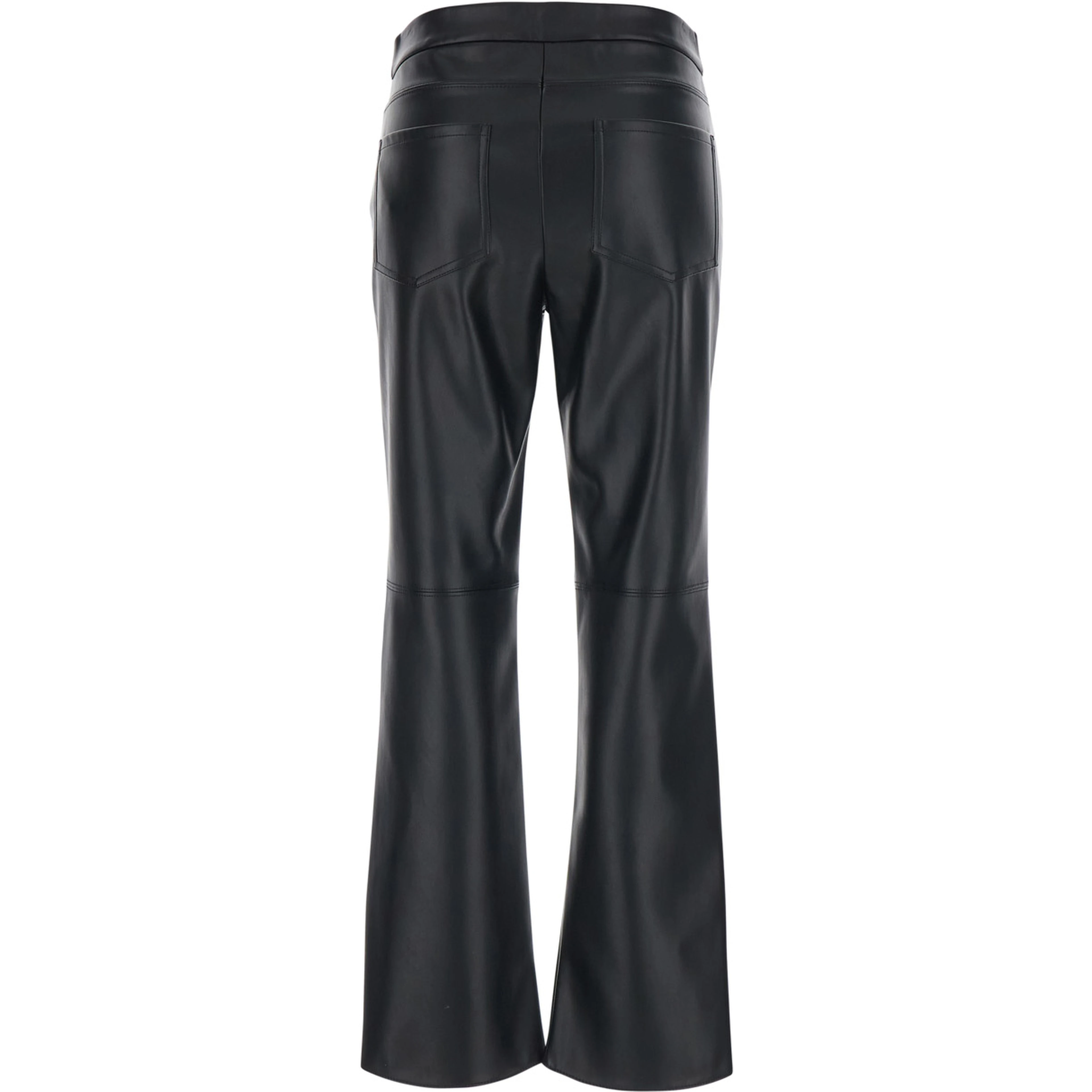 Sublime Black pants with Flared Leg and Hidden Closure on the Front in Ecoleather for Women