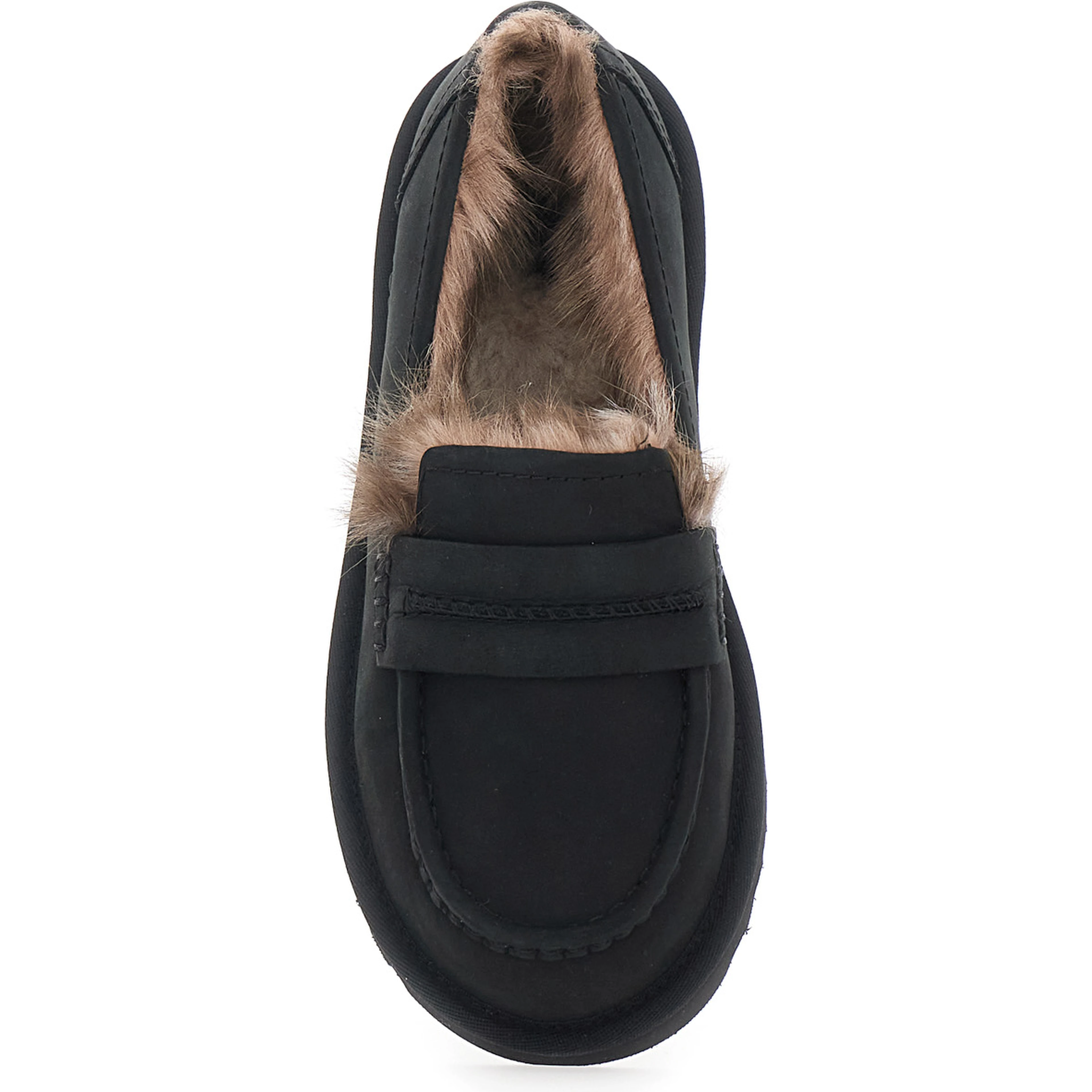 Ellis Black Loafers with rounded toe and embossed logo on the side in leather for women
