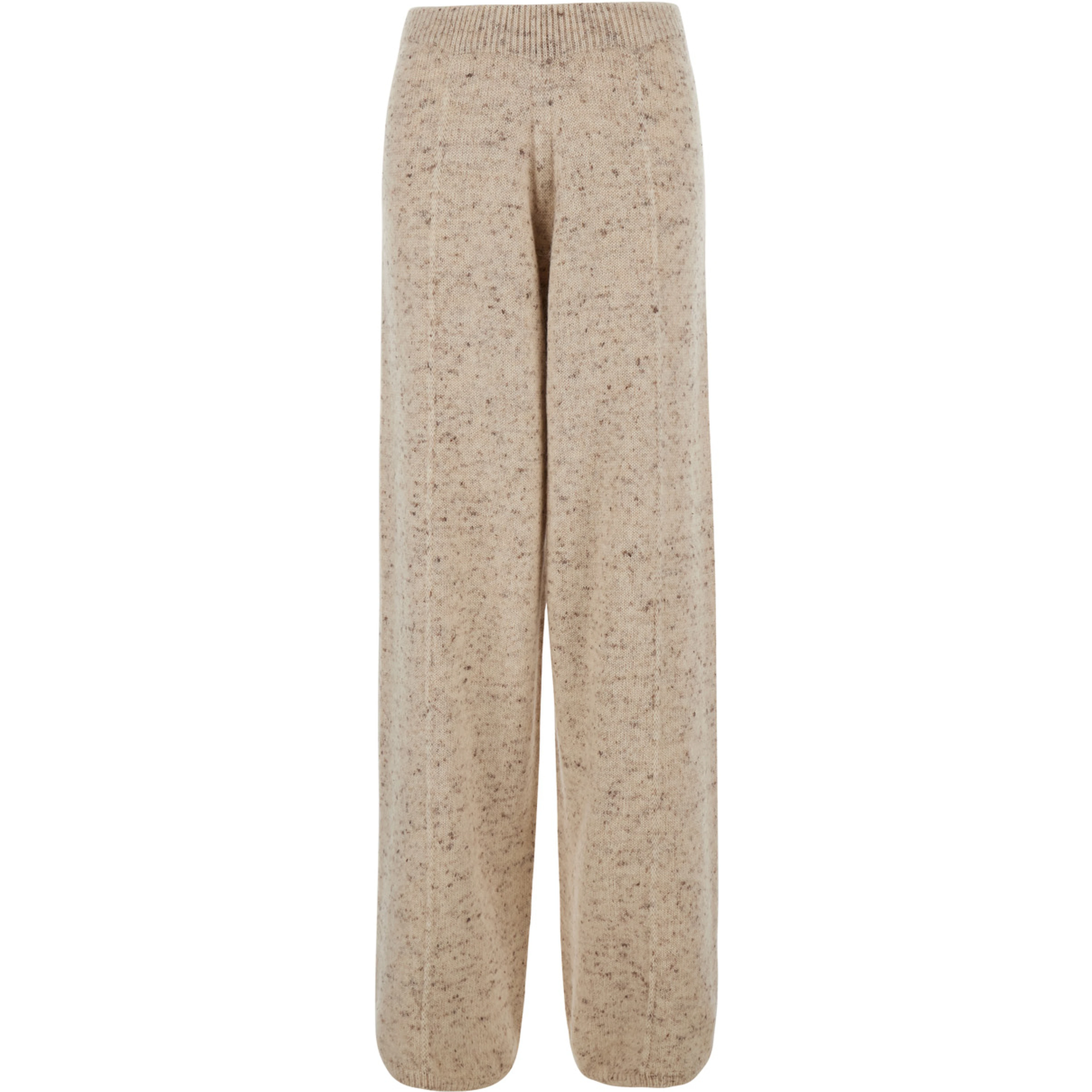 Beige Pants with Wide Leg and Elasticated Waist in Wool Blend for Women