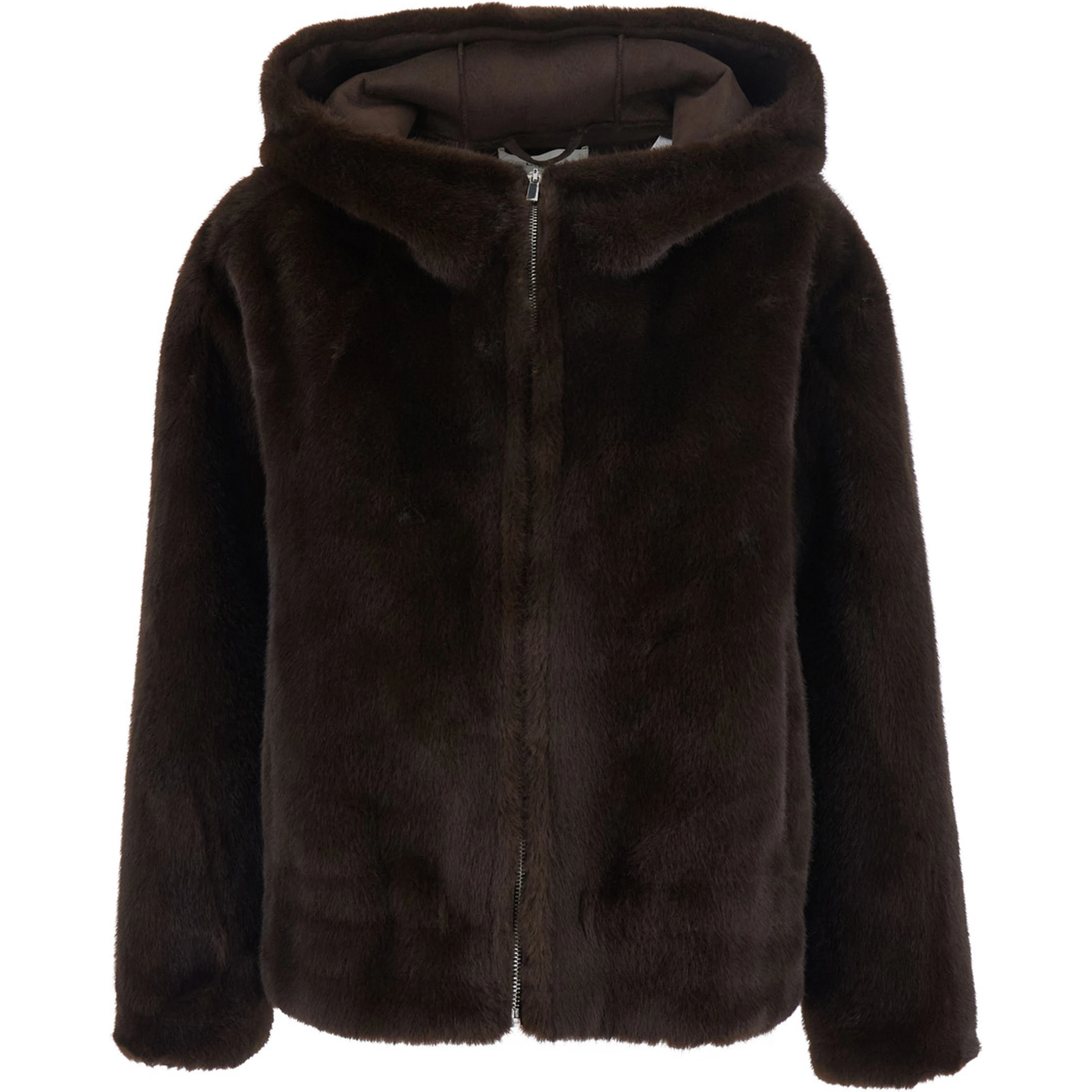 Pandy Coat with Shirt Collar and Brown Pockets for Women