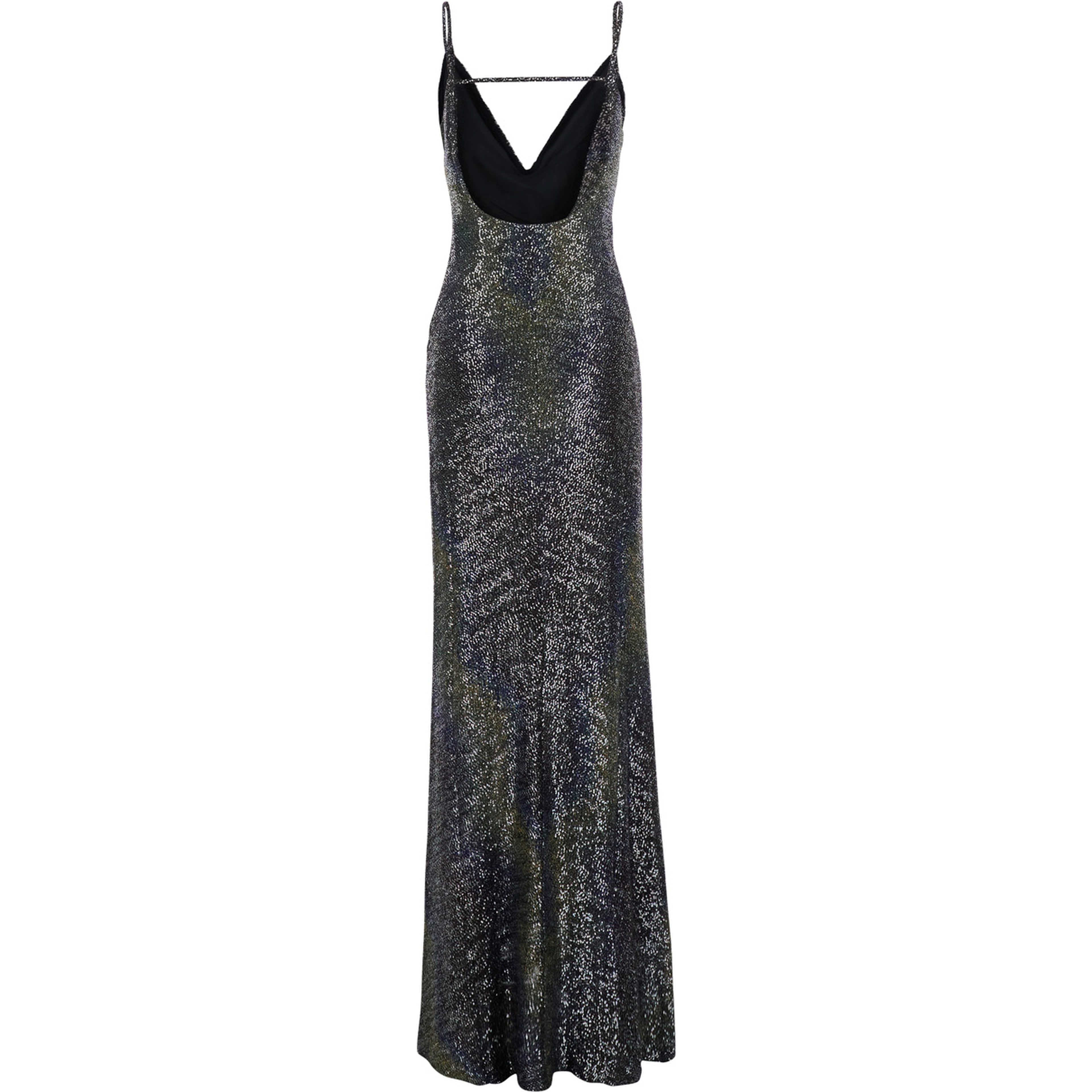Multicolor Long Sleeveless Dress with V-Neck and All-Over Sequins in Blend Viscose Women