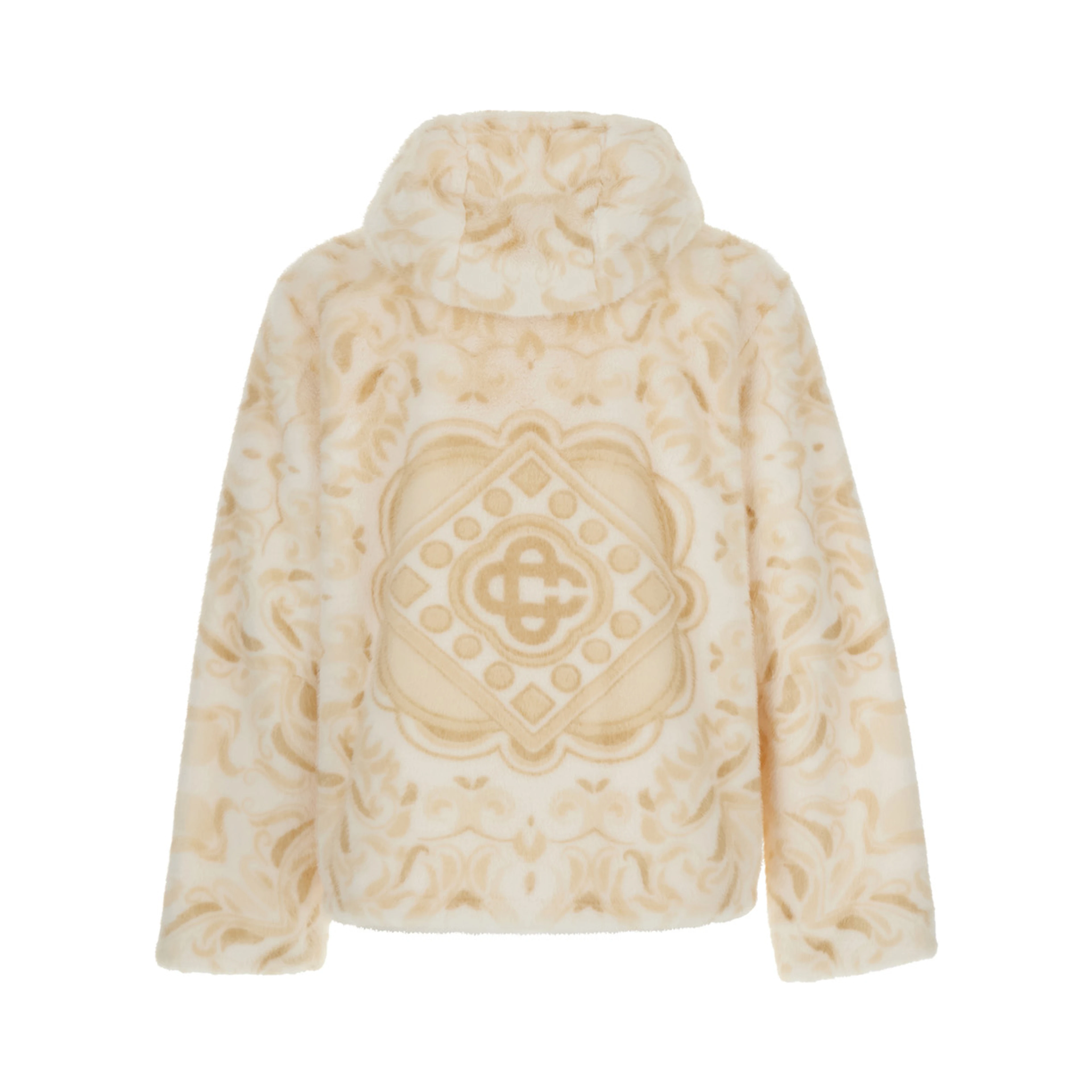 FAUX FUR HOODIE with hood and pockets In 30% Wool 35% Polyester 20% Fabric 15% Acetate Beige Man