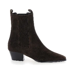 AgataBrown Ankle Boots with elasticized details on the side in suede for women