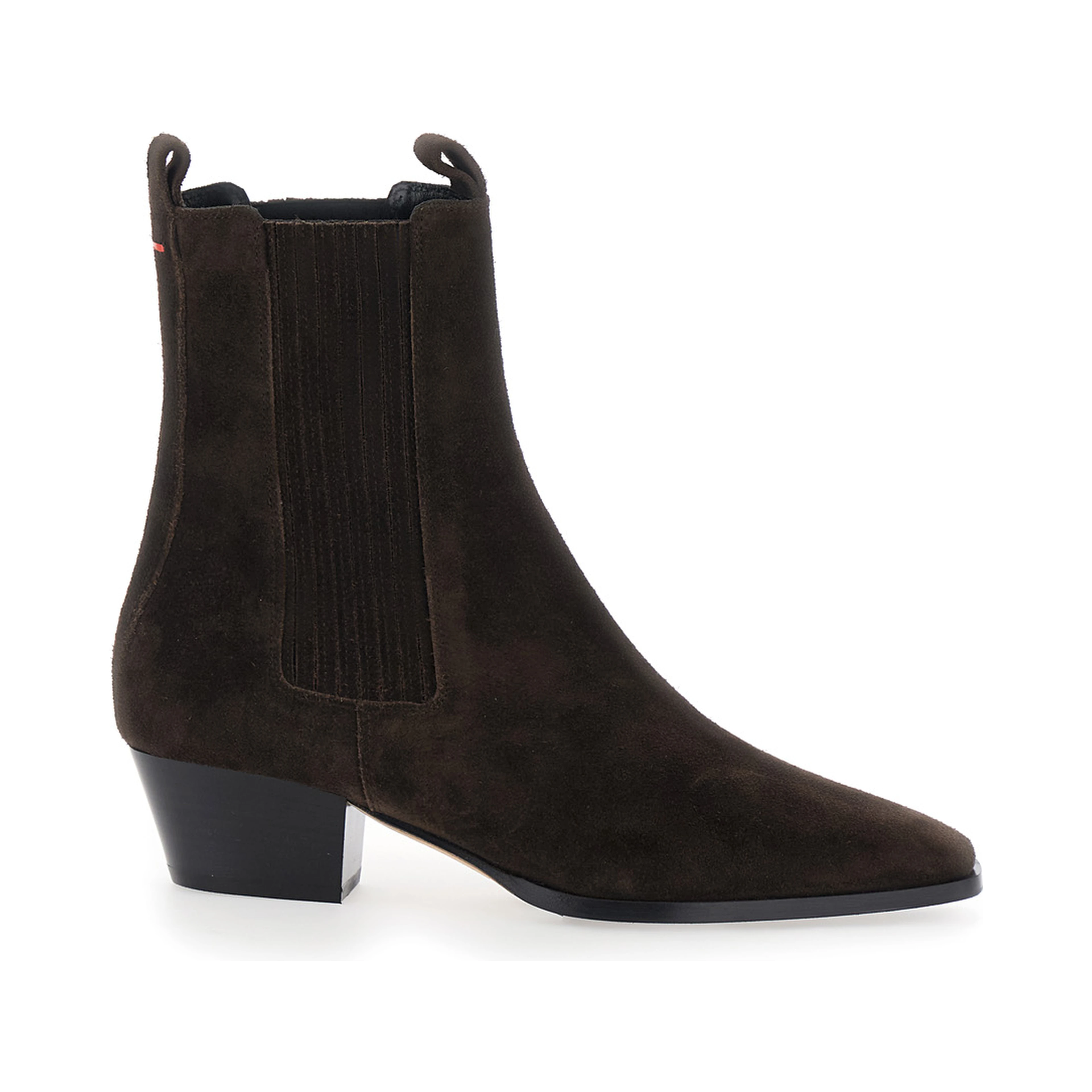 AgataBrown Ankle Boots with elasticized details on the side in suede for women
