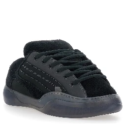 Quad Vamp Black Sneakers with Logo lettering in suede for men