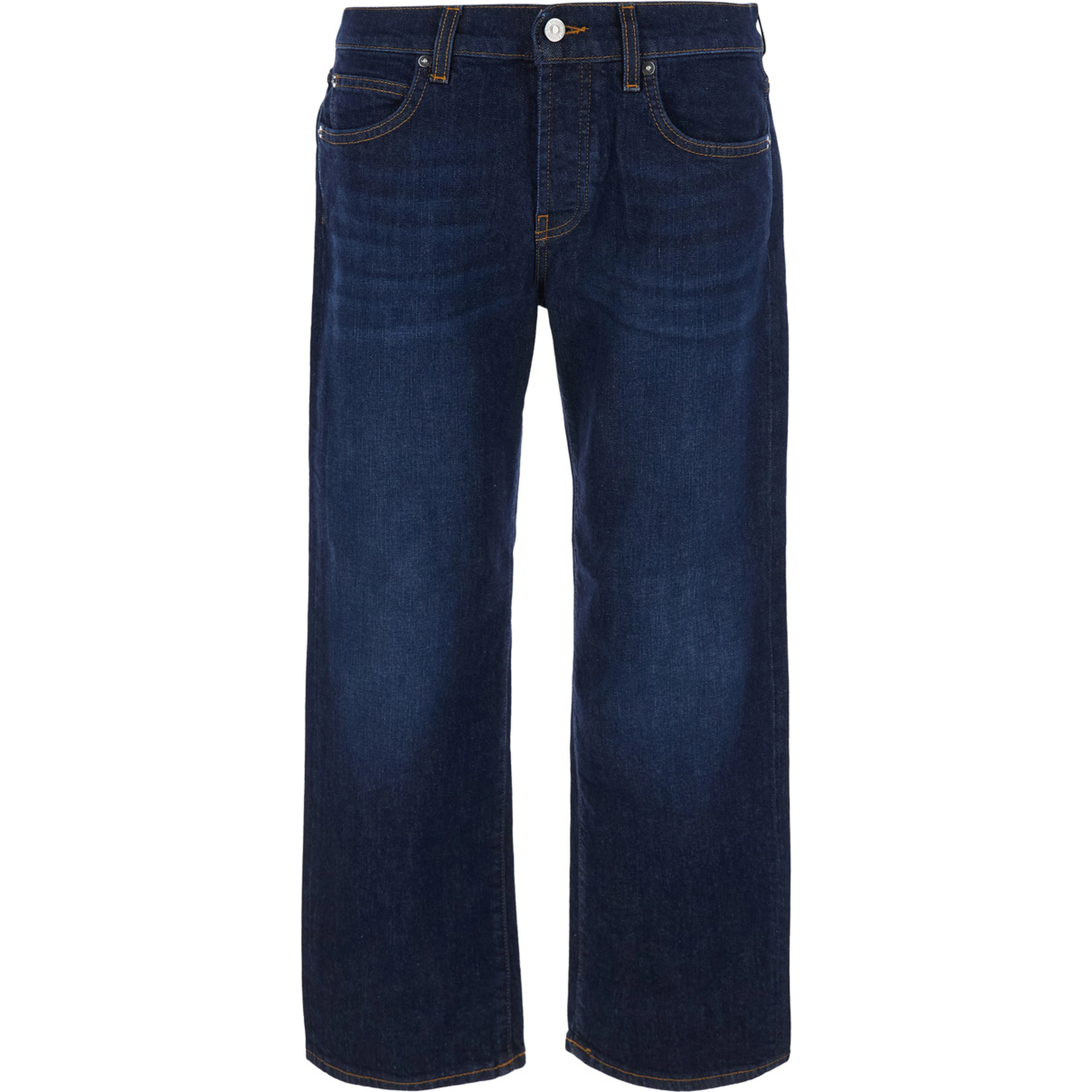 Blue Jeans with Wide Leg and Logo Patch on the Back in Denim for Women