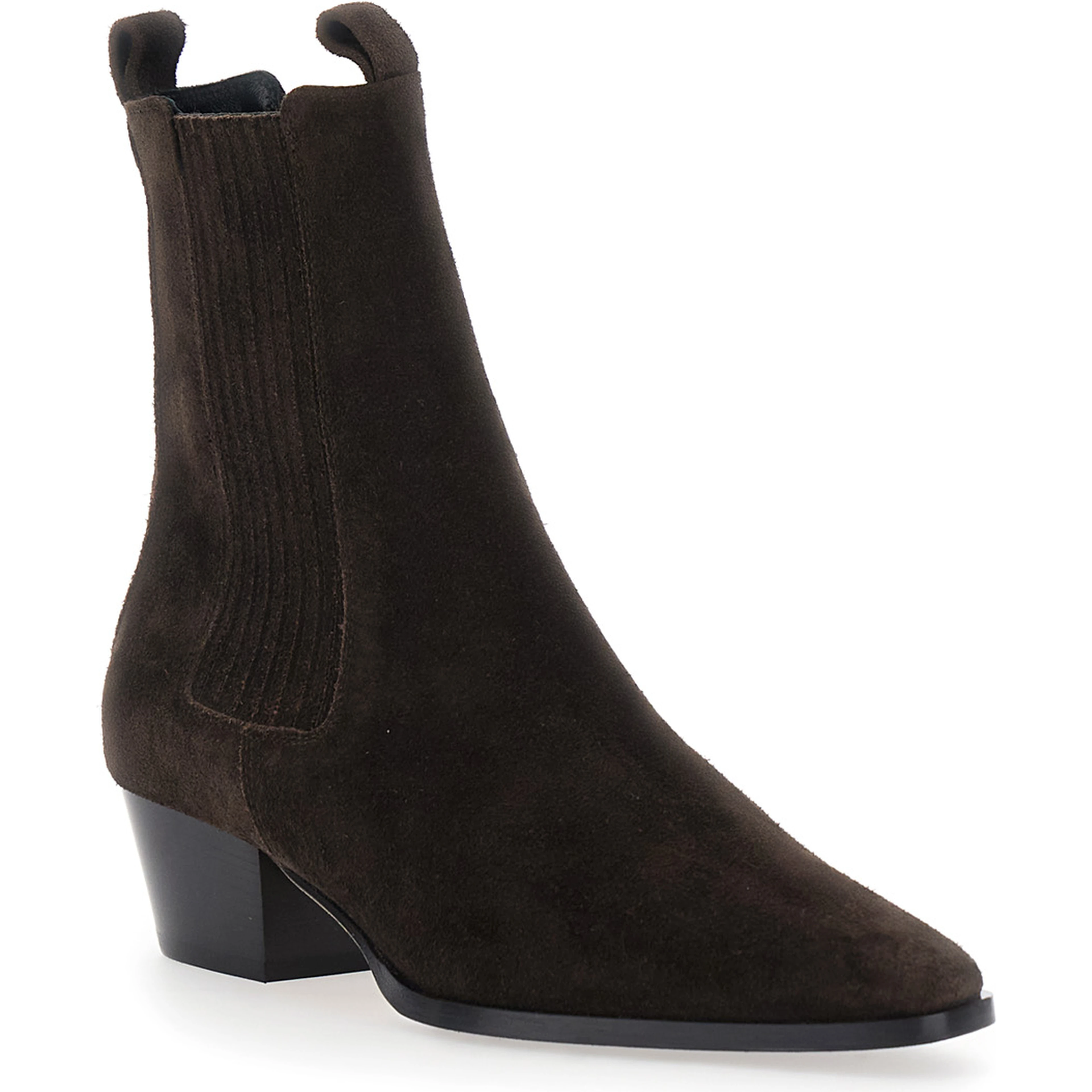 AgataBrown Ankle Boots with elasticized details on the side in suede for women