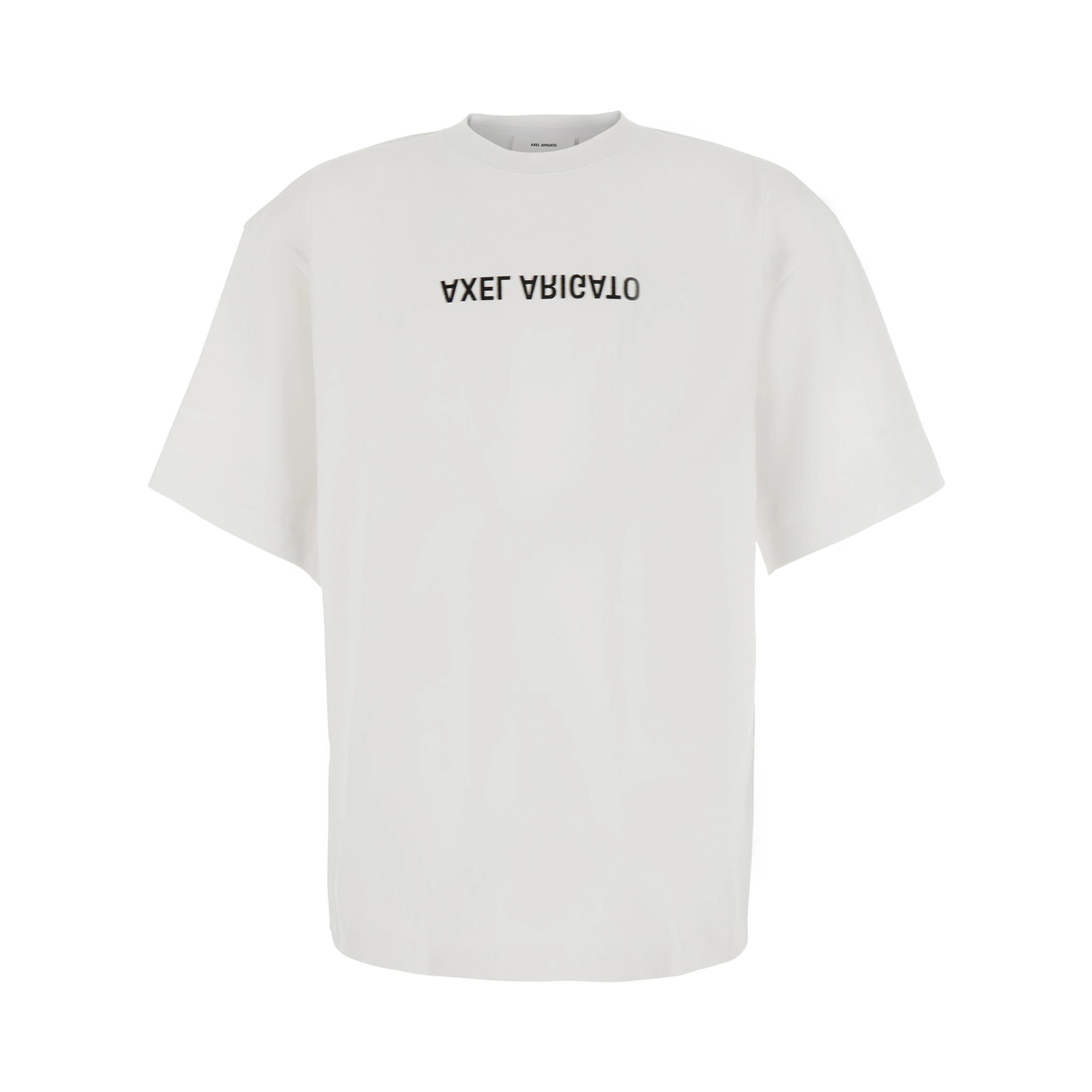 White Round neck T-shirt with Logo lettering on the front in cotton for men