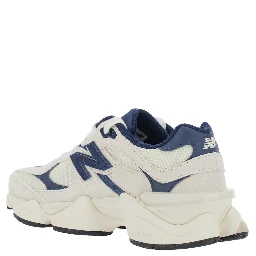 9060 Blue Low Top Sneakers with Logo Patch on the Side and Perforated Design in Leather and Fabric Unisex