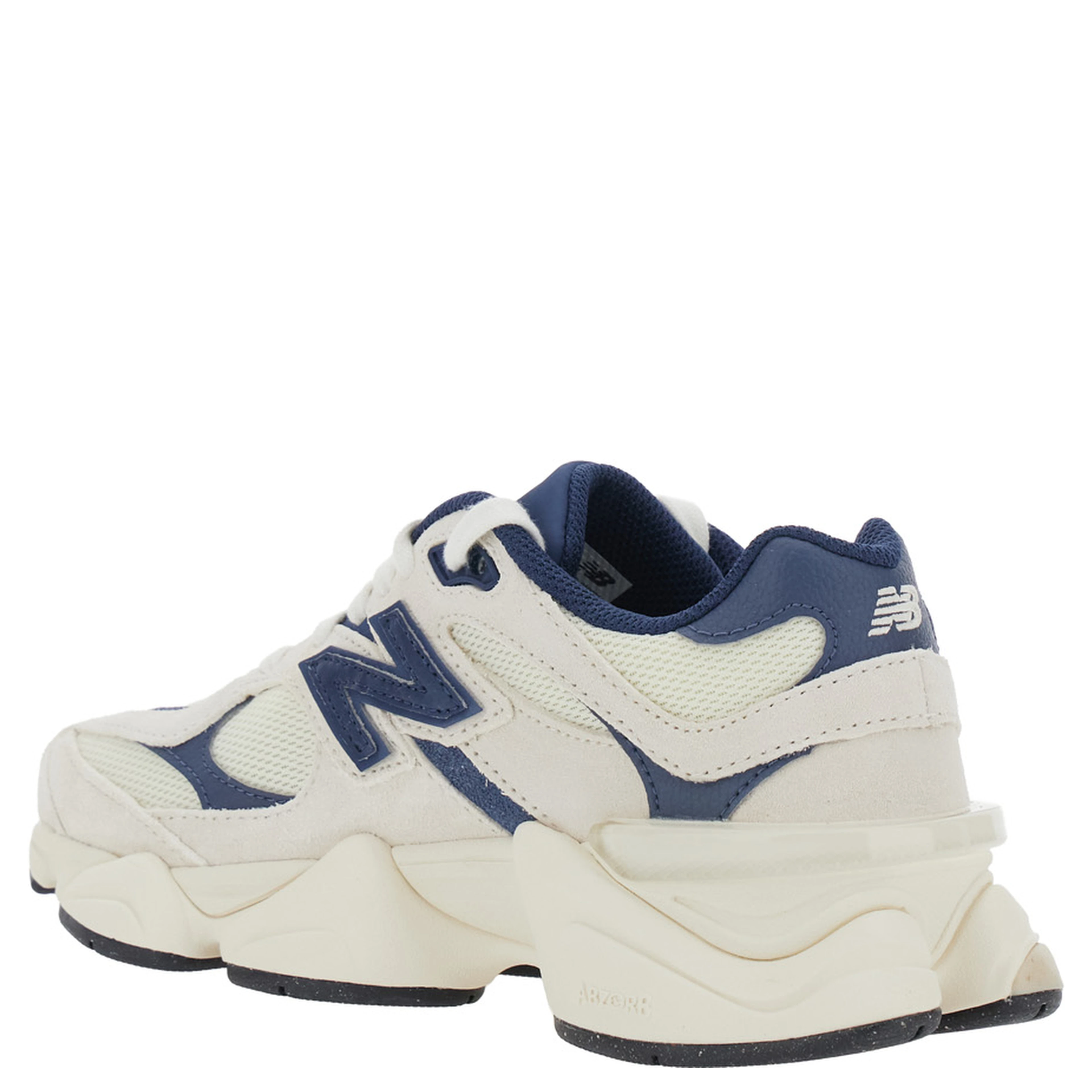 9060 Blue Low Top Sneakers with Logo Patch on the Side and Perforated Design in Leather and Fabric Unisex
