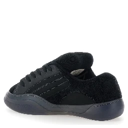 Quad Vamp Black Sneakers with Logo lettering in suede for men