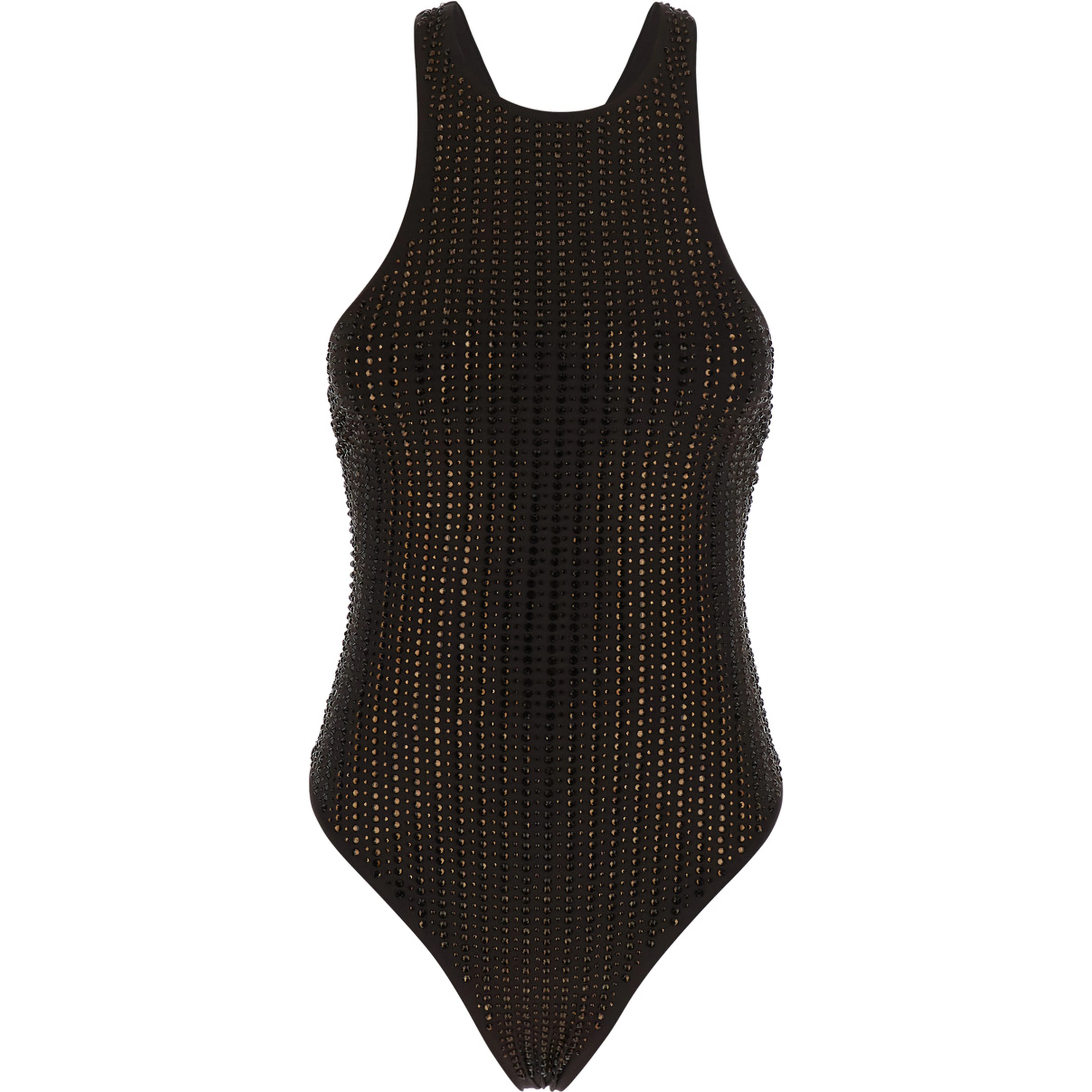 Brown Swimsuit with racerback and all-over sequins in Tech Fabric for women