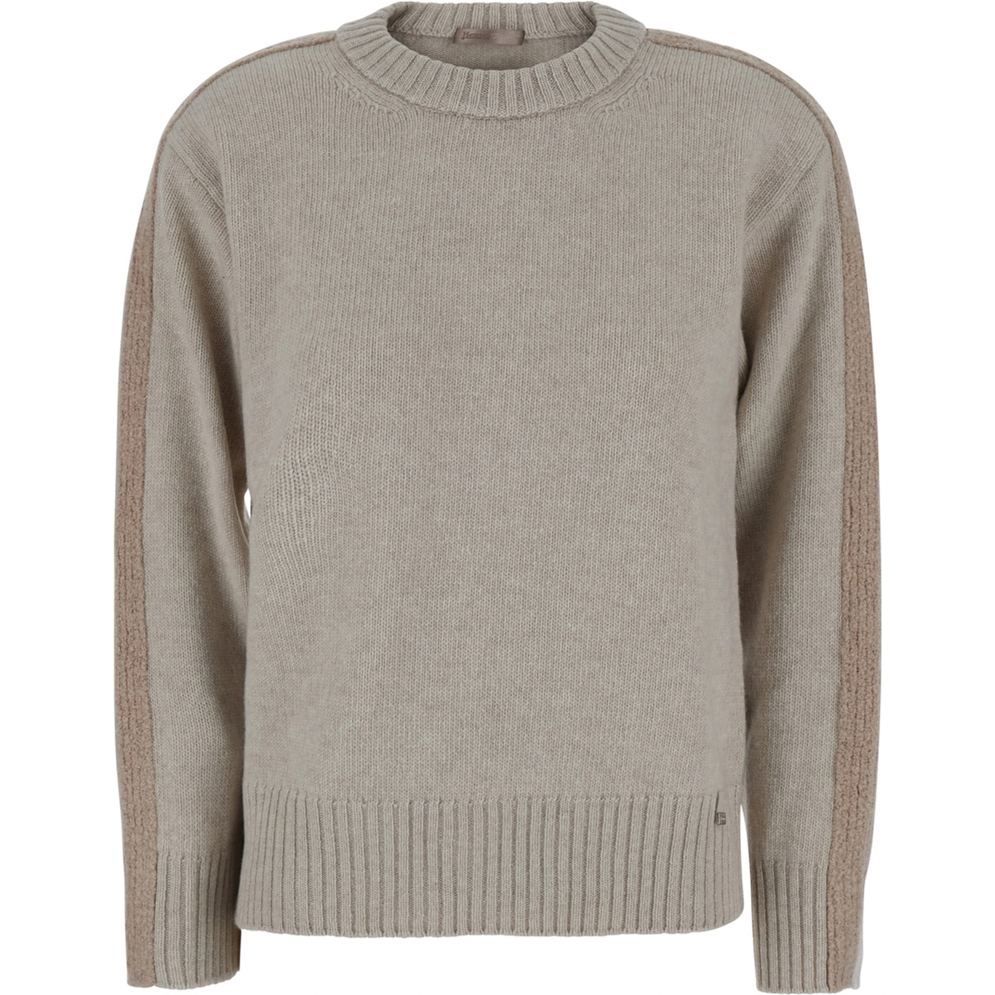 Grey Crewneck Sweater with Logo Patch on the Front in Wool for Women