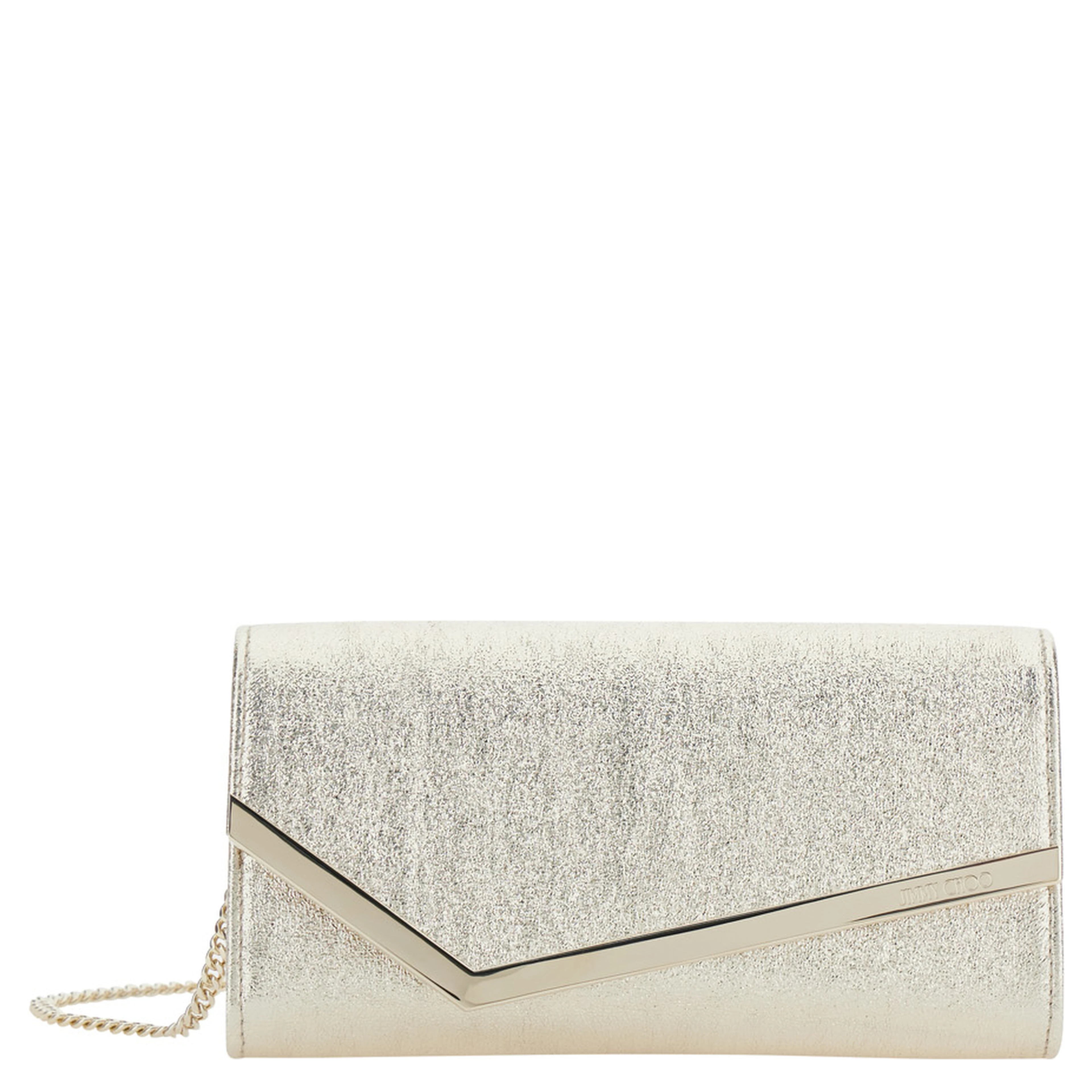 Emmie metallic Colored pouch with chain shoulder strap in leather blend for women