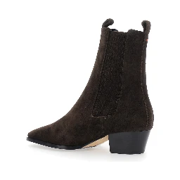AgataBrown Ankle Boots with elasticized details on the side in suede for women