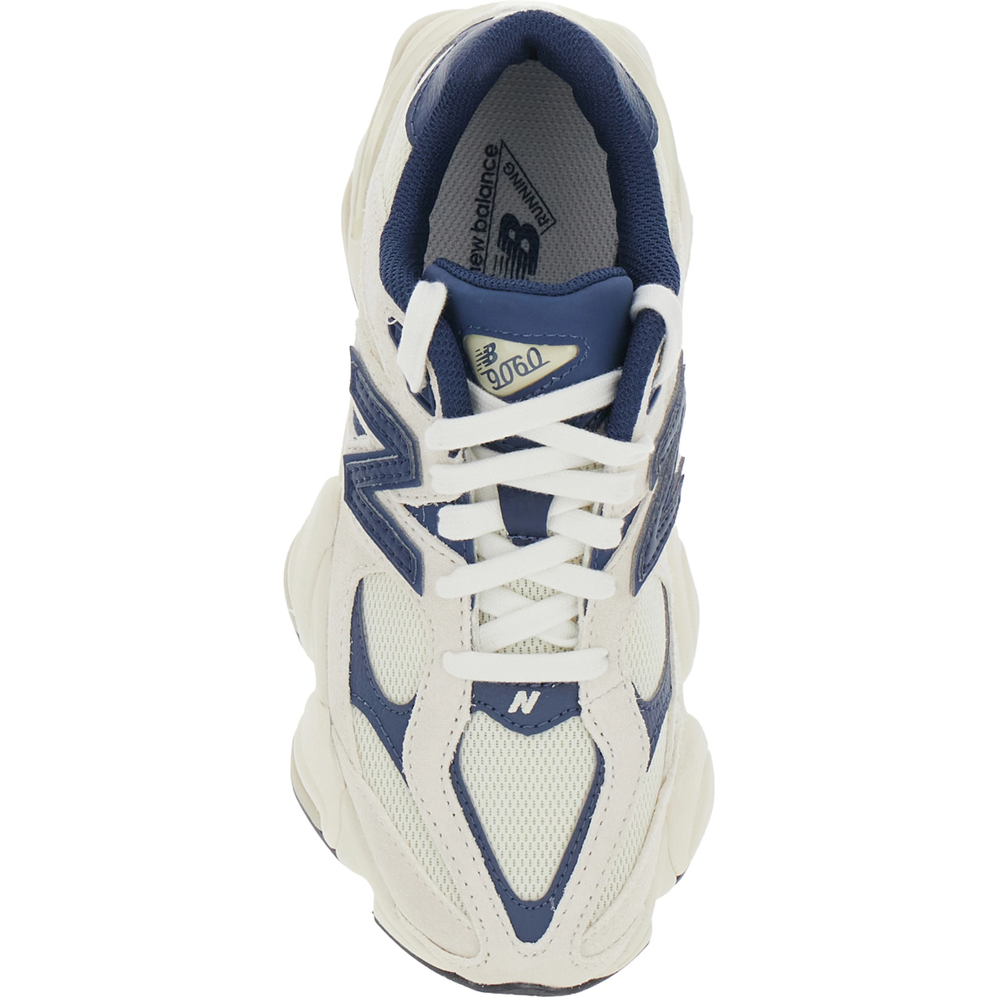 9060 Blue Low Top Sneakers with Logo Patch on the Side and Perforated Design in Leather and Fabric Unisex