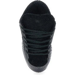 Quad Vamp Black Sneakers with Logo lettering in suede for men