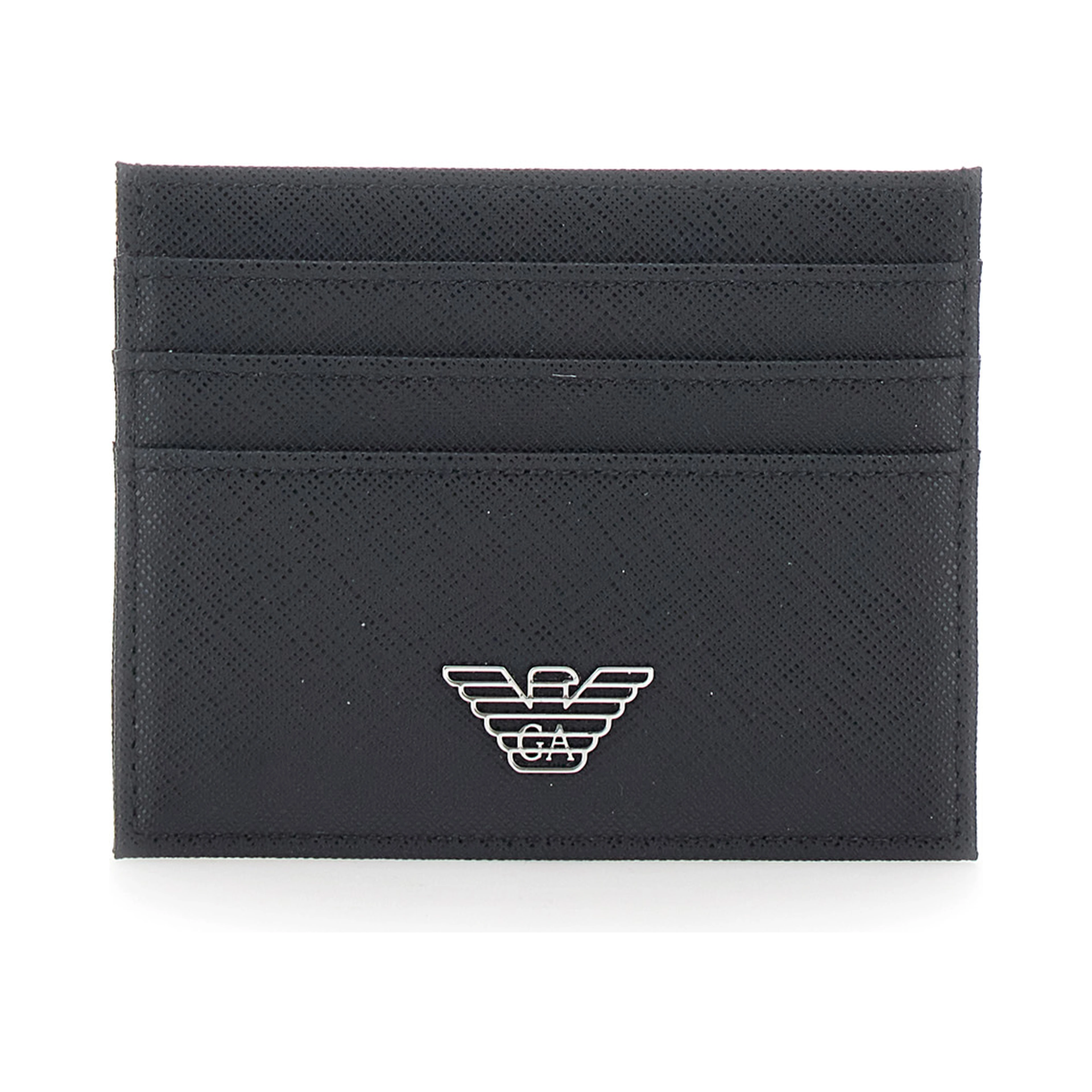 black Cardholder with metallic logo on the front in tech fabric for men