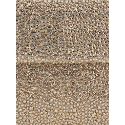 Clutch entirely covered in rhinestones with customized metal shoulder strap, metallic, woman