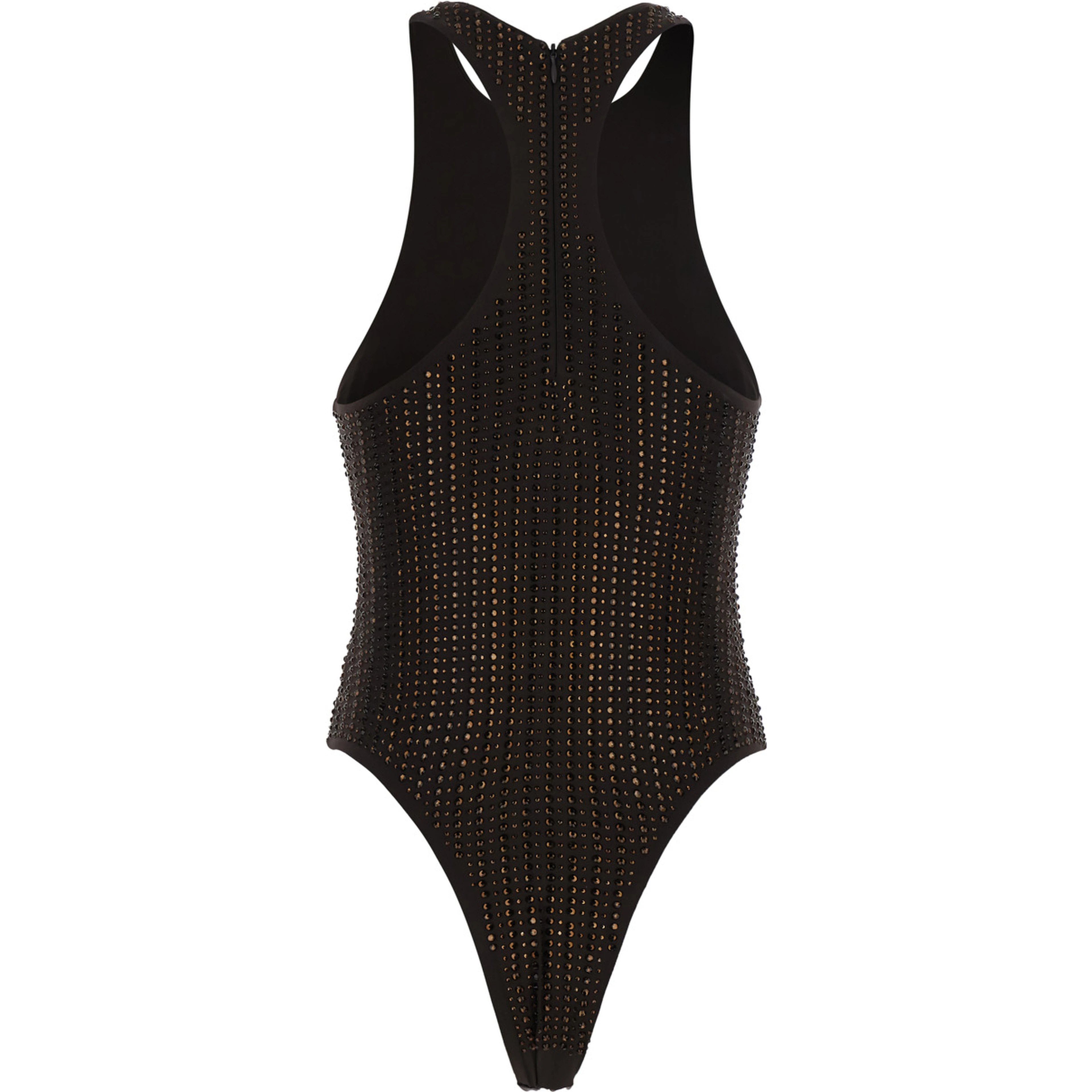 Brown Swimsuit with racerback and all-over sequins in Tech Fabric for women