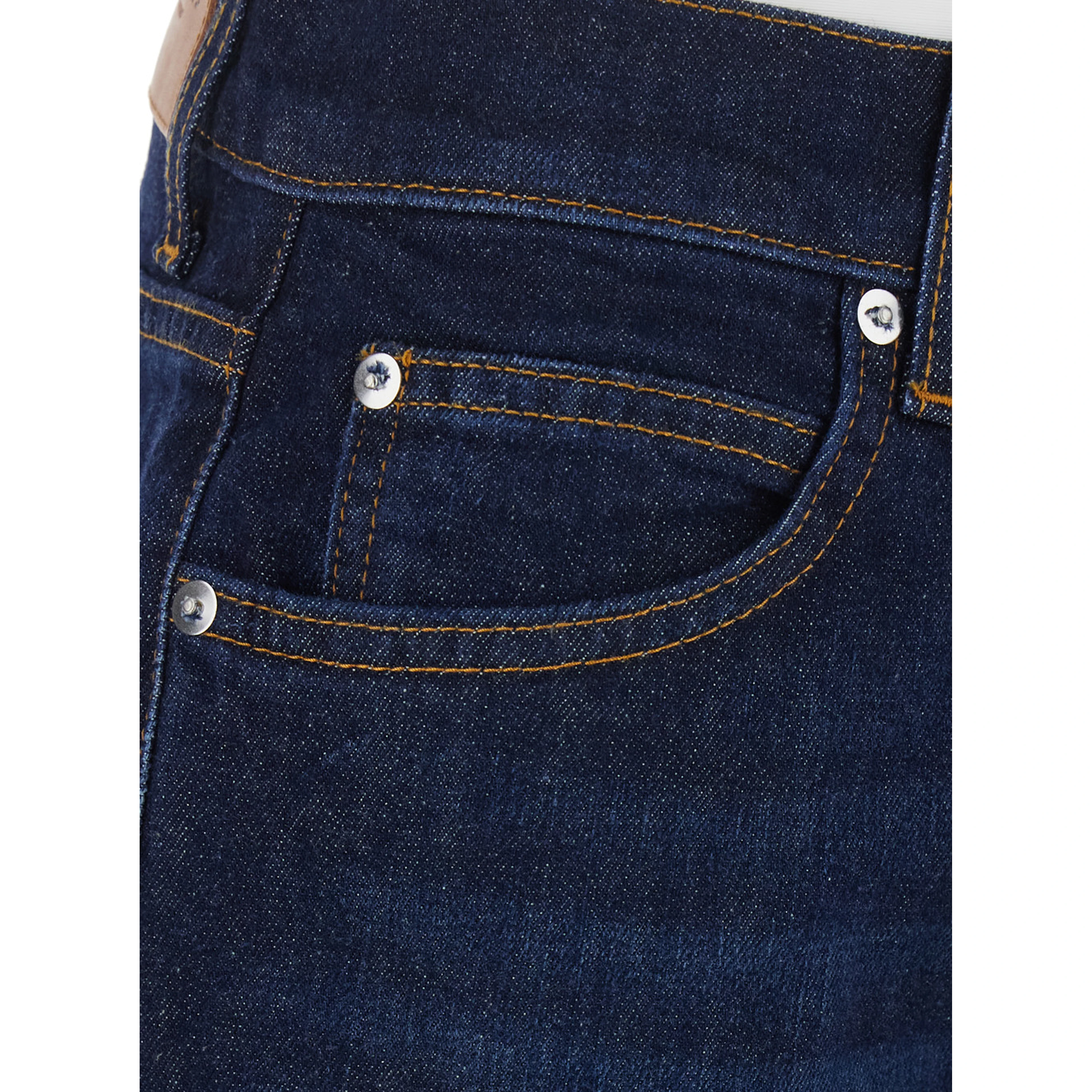 Blue Jeans with Wide Leg and Logo Patch on the Back in Denim for Women