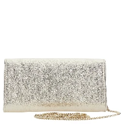 Emmie metallic Colored pouch with chain shoulder strap in leather blend for women