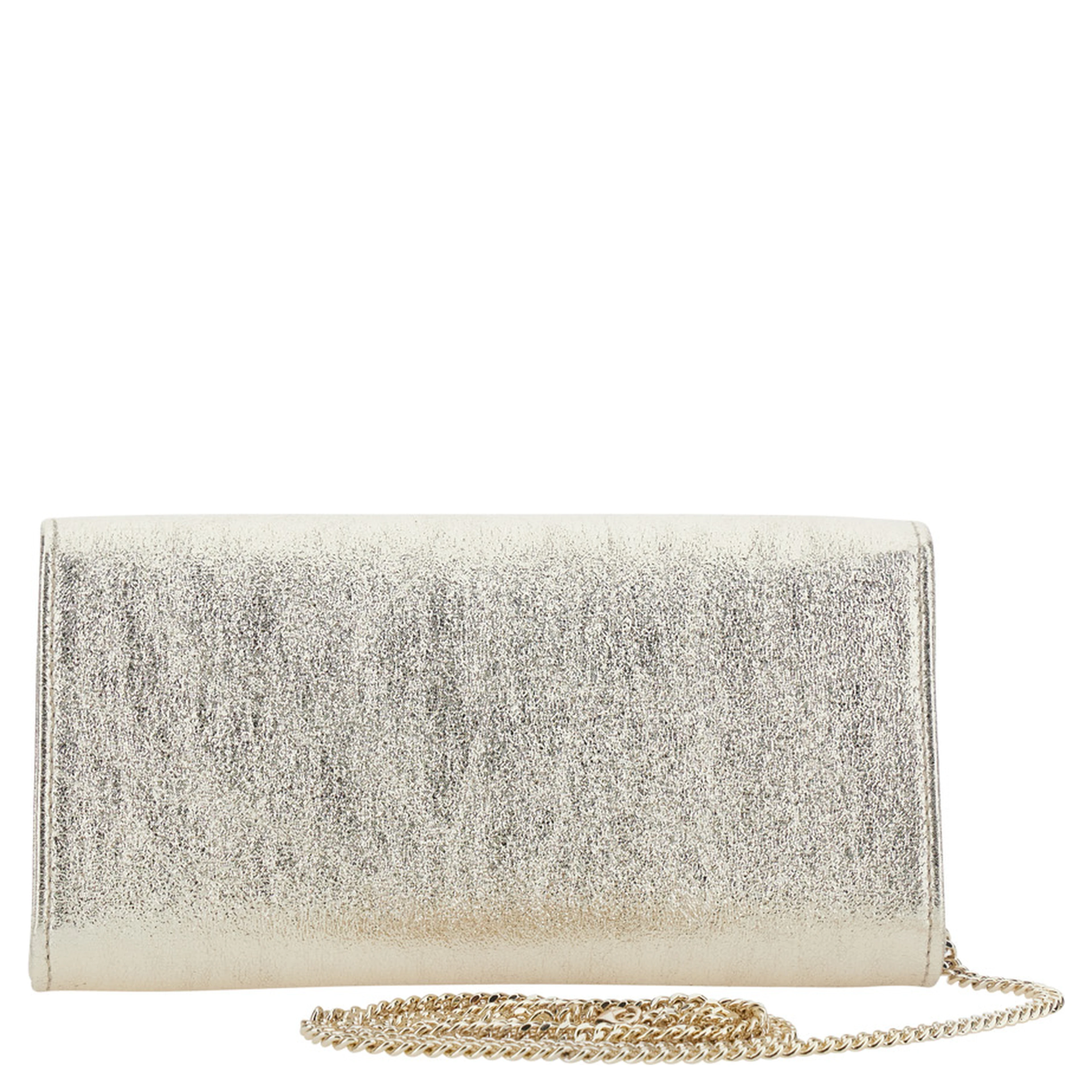 Emmie metallic Colored pouch with chain shoulder strap in leather blend for women