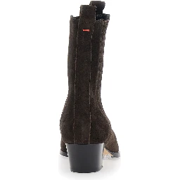 AgataBrown Ankle Boots with elasticized details on the side in suede for women