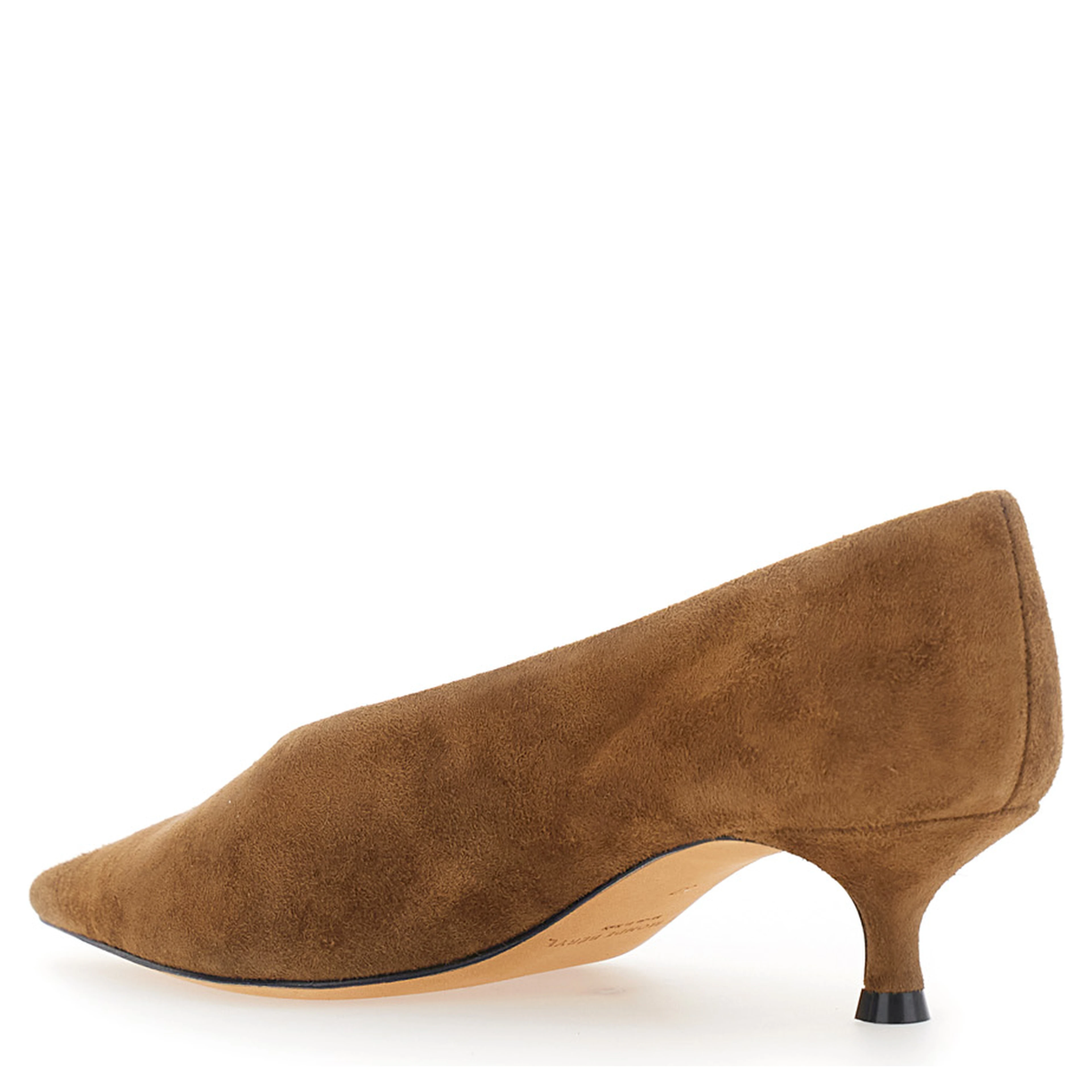 beige pumps with pointed toe in suede for women