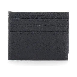 black Cardholder with metallic logo on the front in tech fabric for men