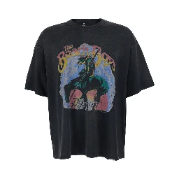 Black Crew Neck T-Shirt with Maxi Print on Front and Back in Cotton for Men