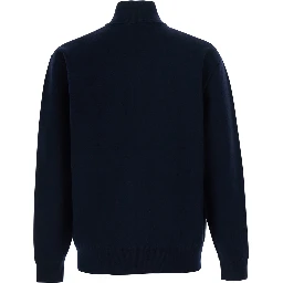 Blue Cardigan with all-over stripe motif in wool for men