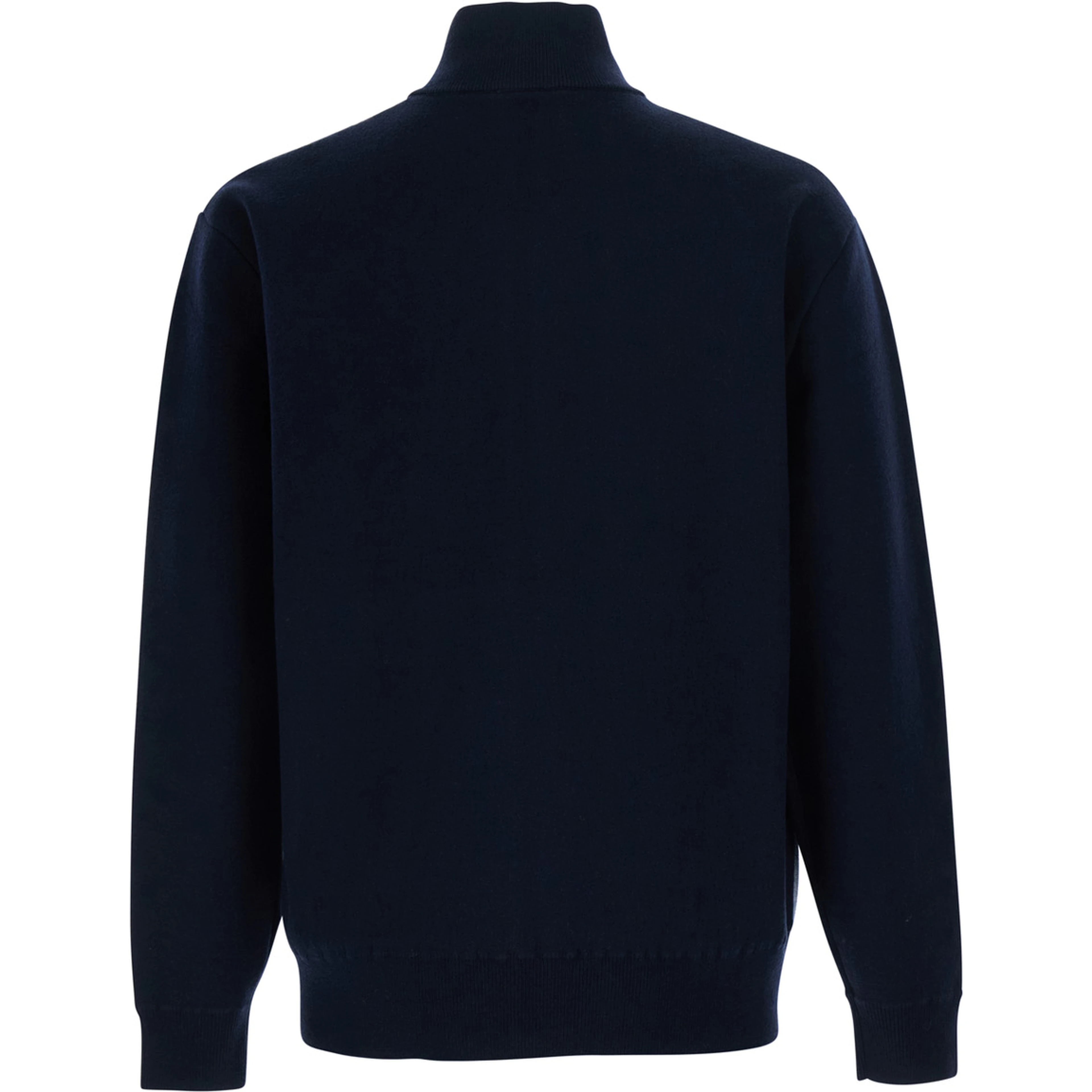 Blue Cardigan with all-over stripe motif in wool for men