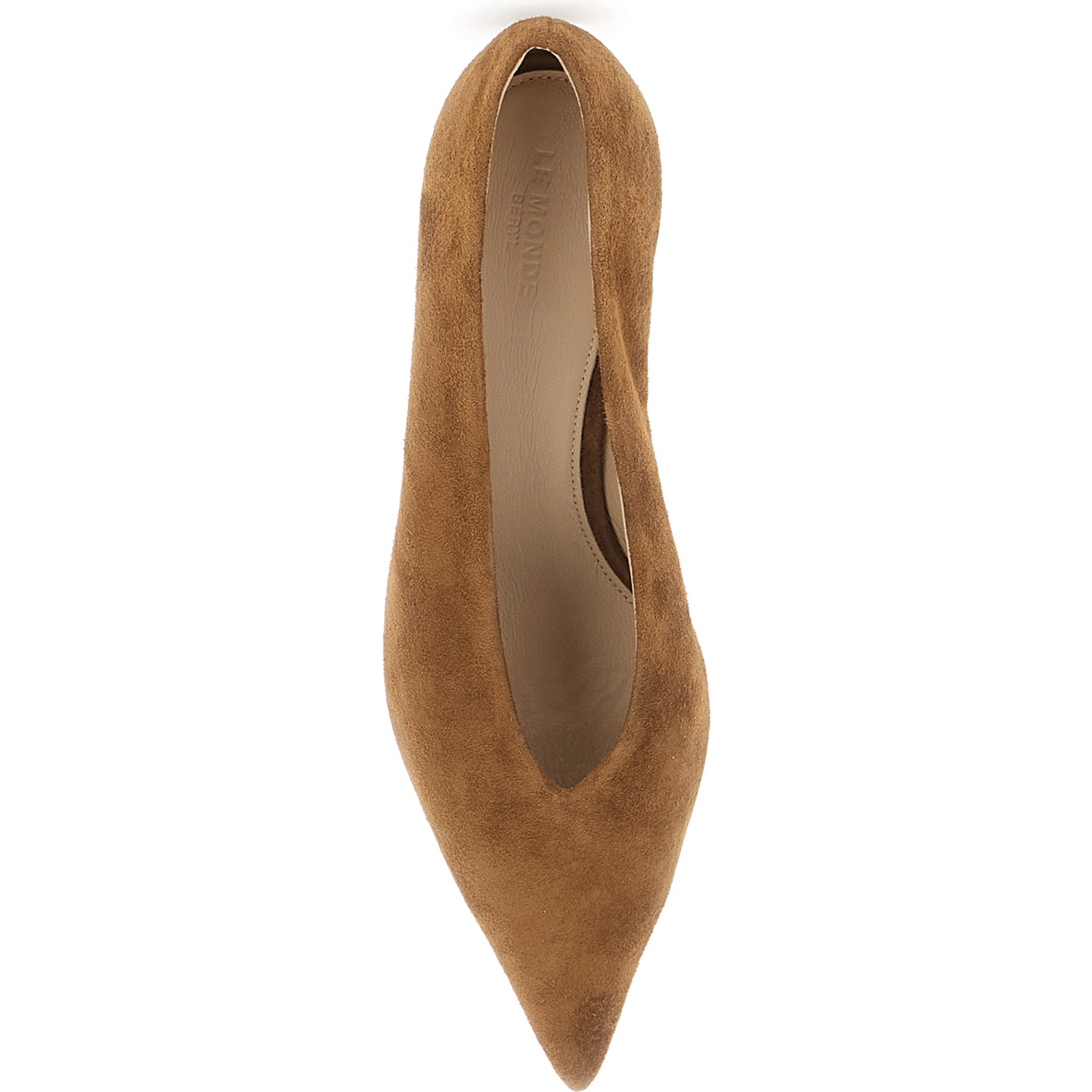 beige pumps with pointed toe in suede for women