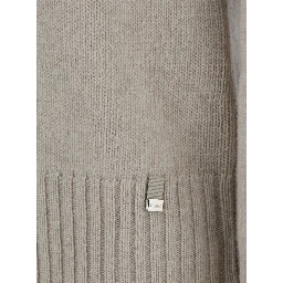 Grey Crewneck Sweater with Logo Patch on the Front in Wool for Women