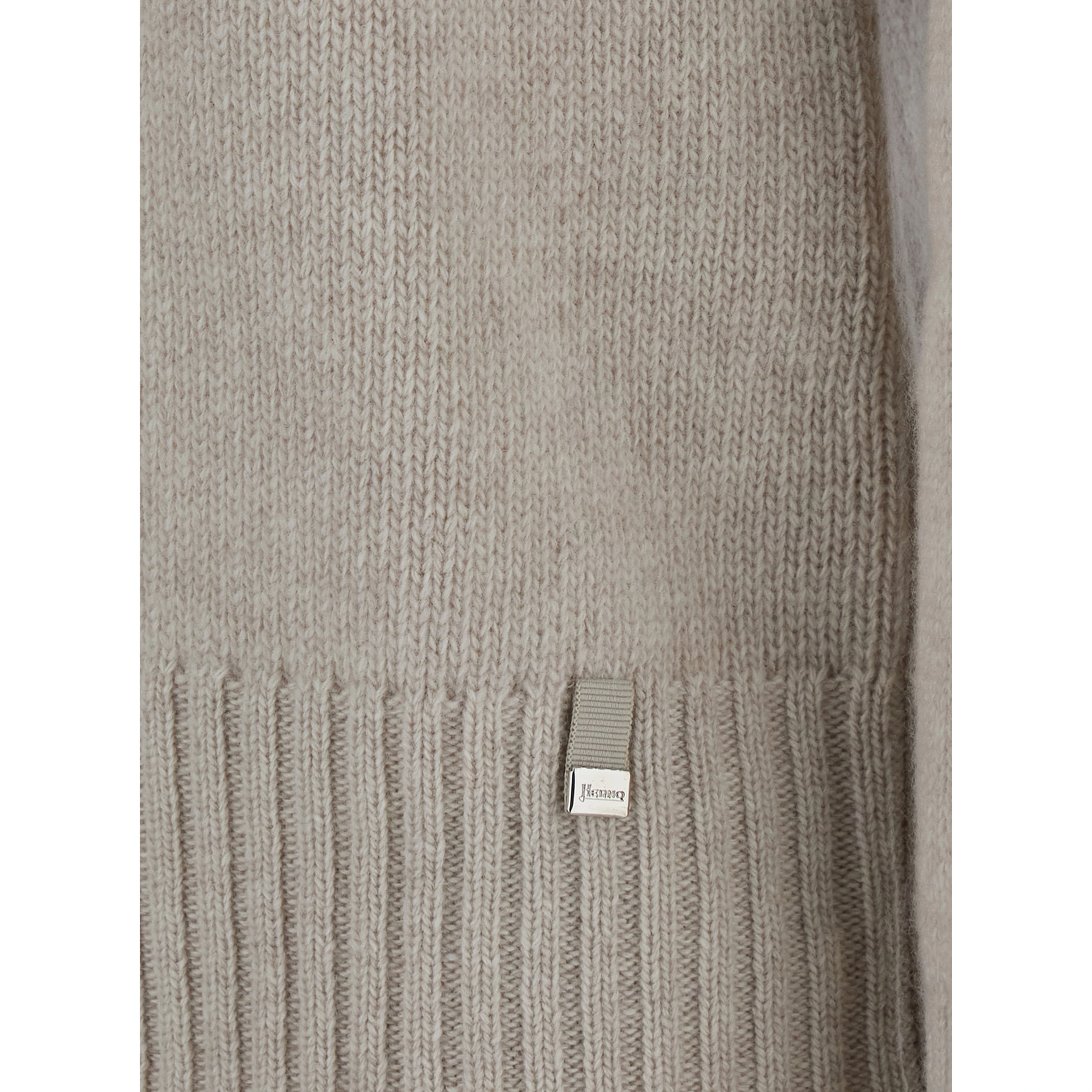 Grey Crewneck Sweater with Logo Patch on the Front in Wool for Women