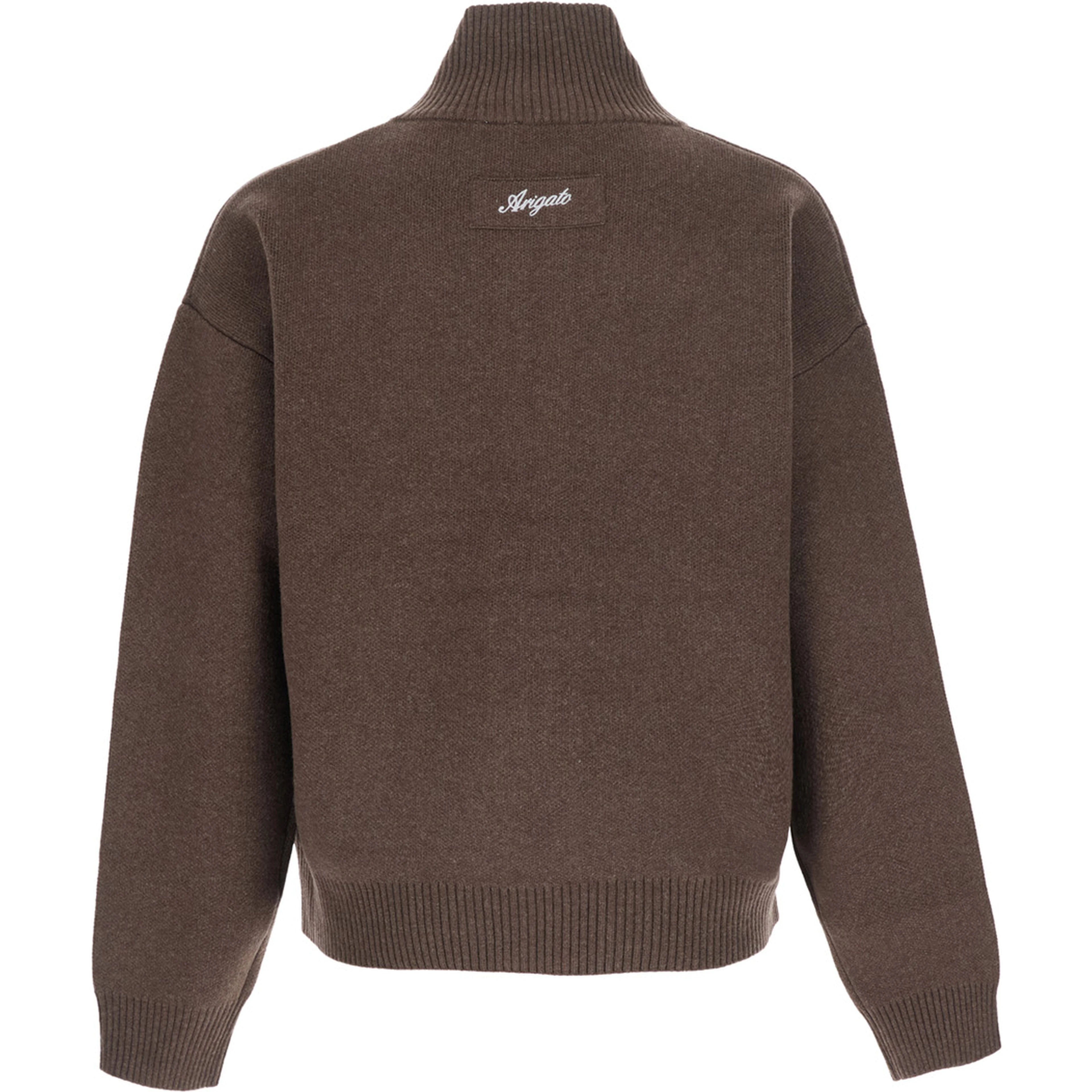 Core Zip-Up Sweater with high collar and long sleeves in Brown Men