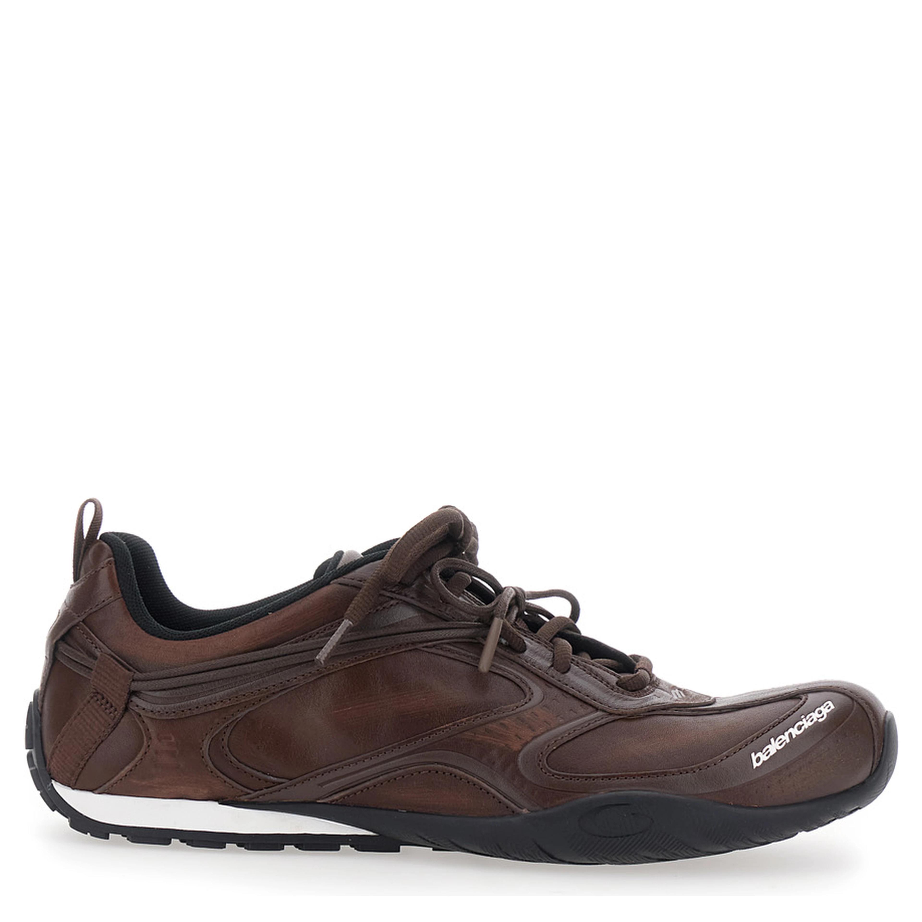 Radar Brown Low Top Sneakers with Logo Patch on the Tongue in Leather for Men
