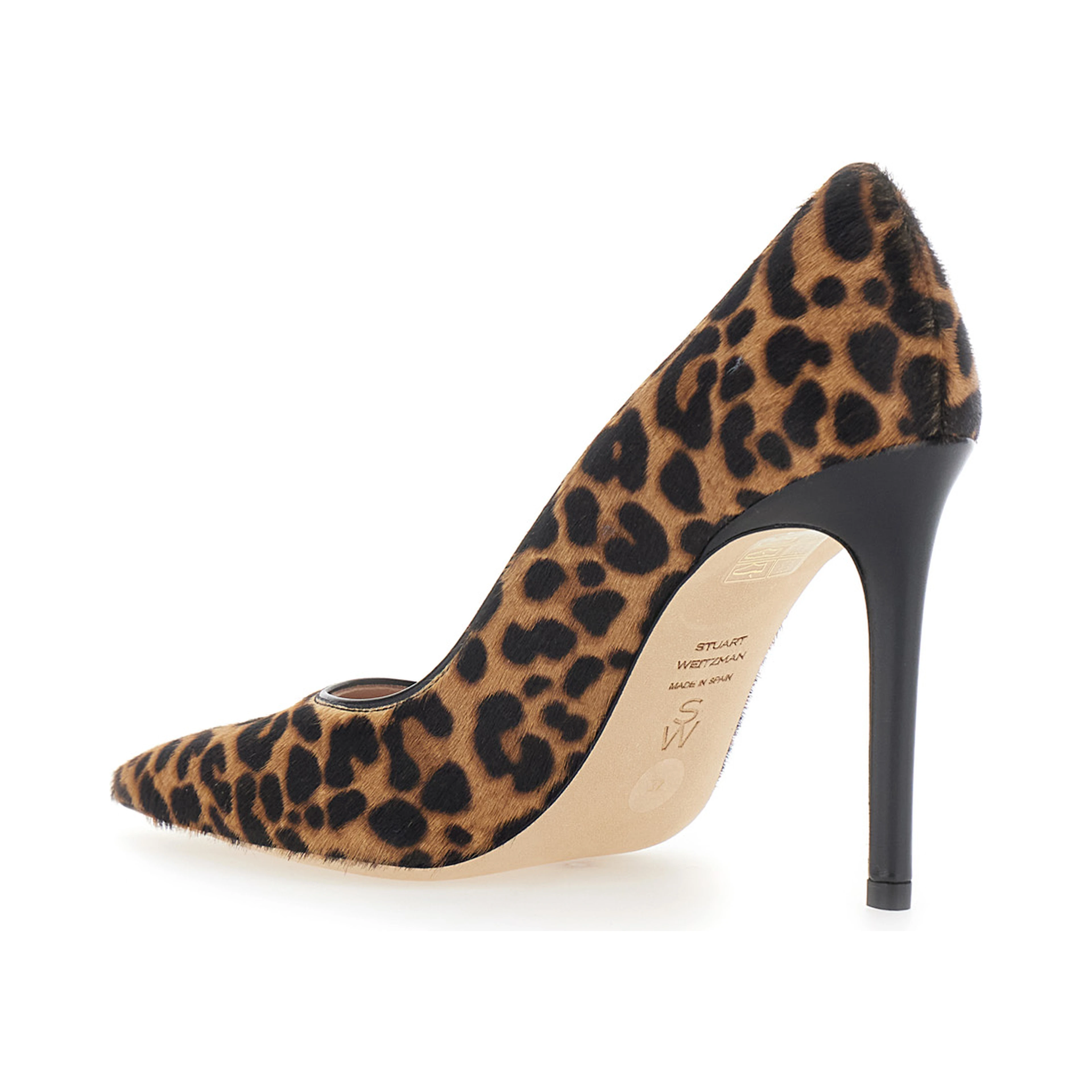 Stuart Power Brown Pumps with Leopard Motif and High Heel in Leather for Women