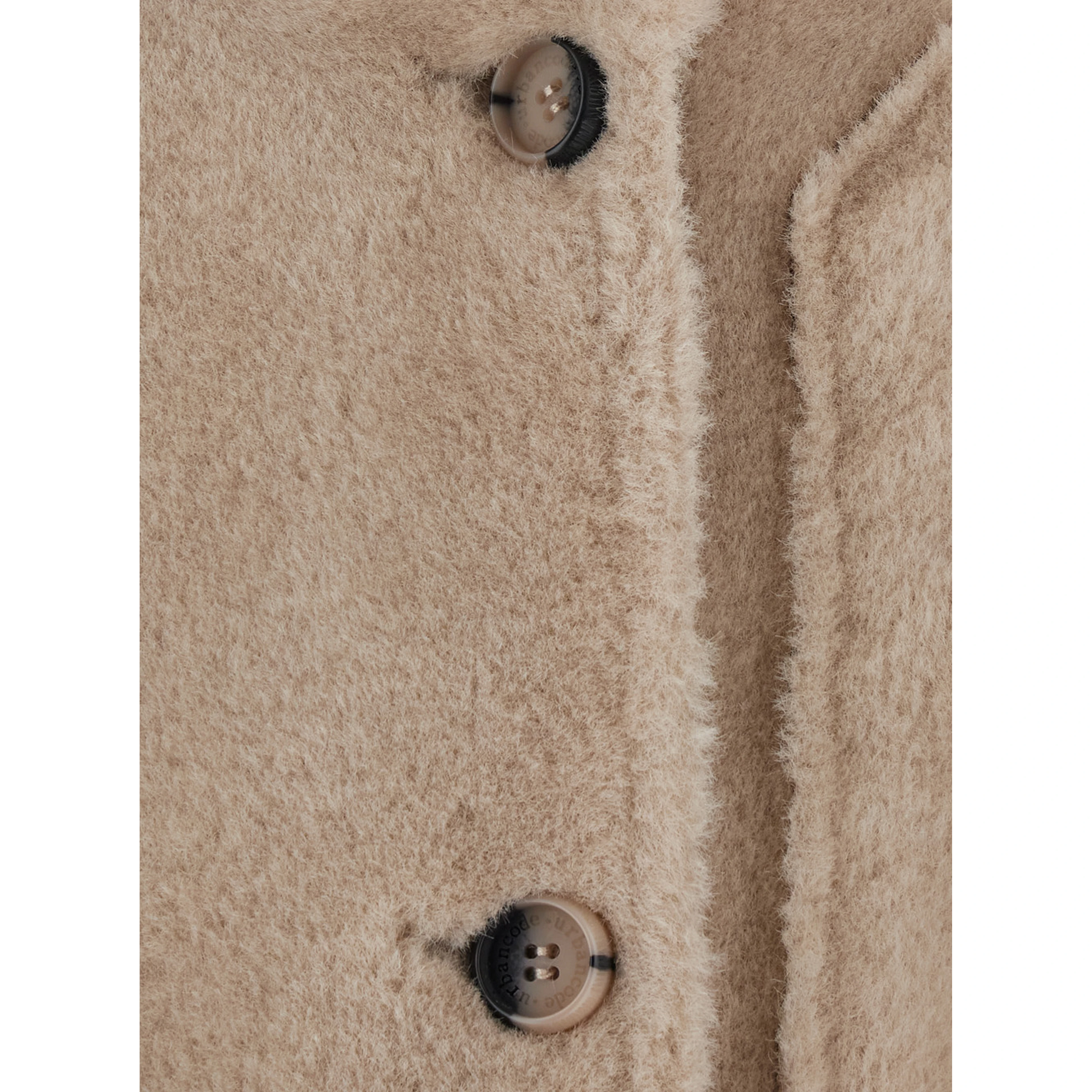 Beige Shearling Coat with Notched Collar and Reversible Design in  Eco-Fur for Women