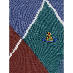 blue crop cardigan with Argyle motif and embroidered logo on the front in wool Women