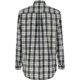 black and white Shirt with all-over stripe Motif in cotton flannel for men